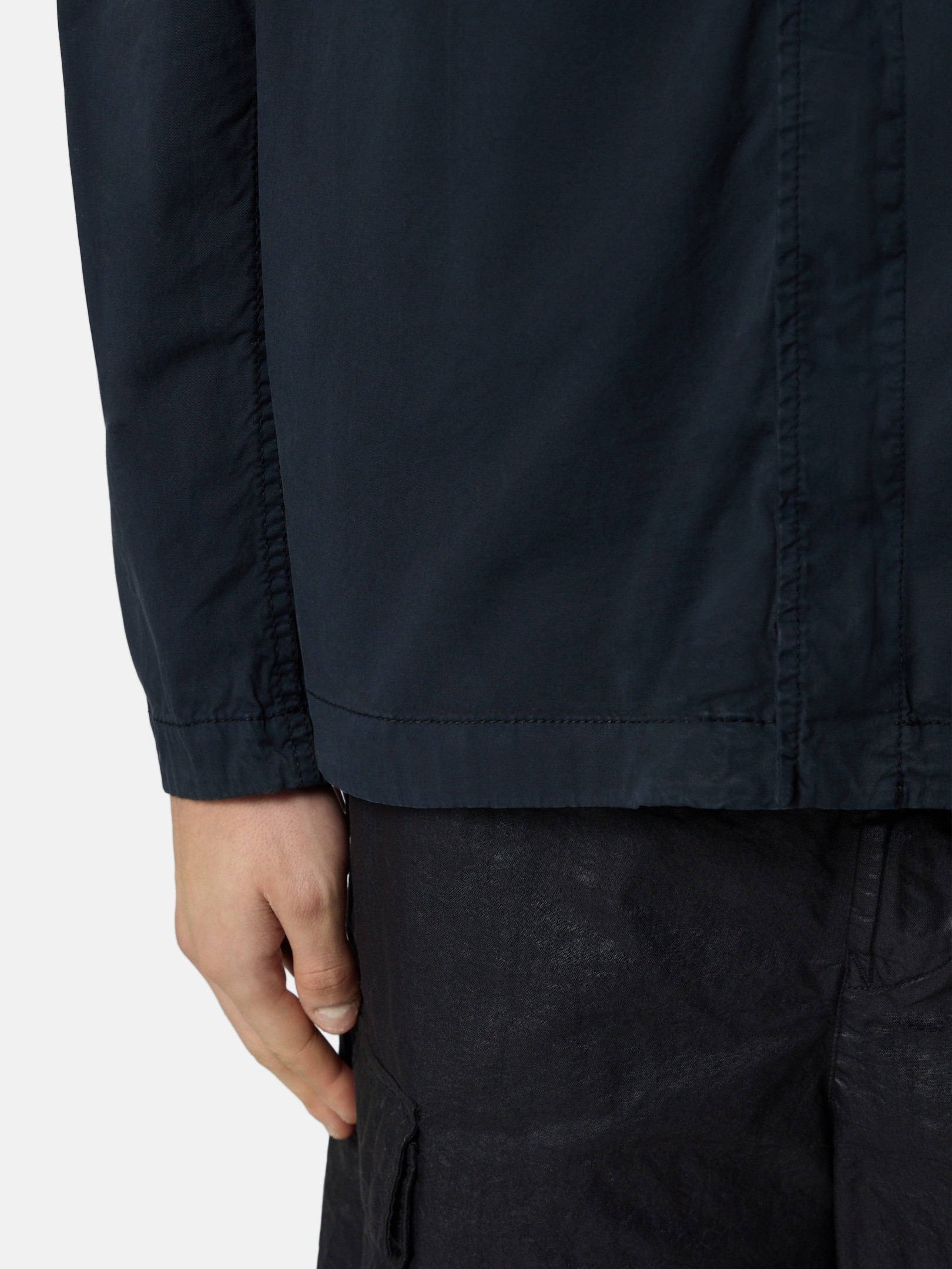 Navy Blue Regular-fit overshirt with concealed zip 1200013 STRETCH