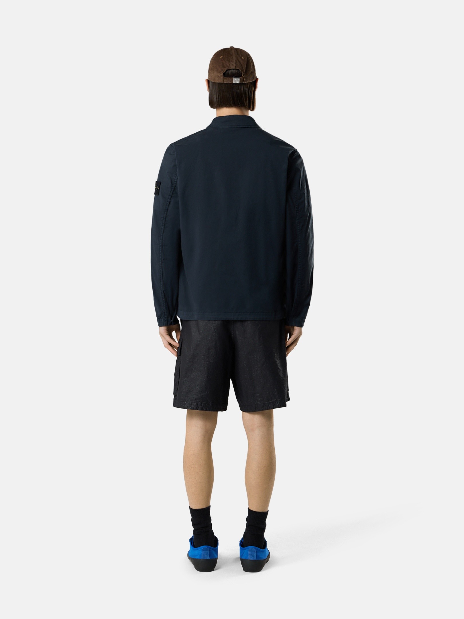 Navy Blue Regular-fit overshirt with concealed zip 1200013 STRETCH