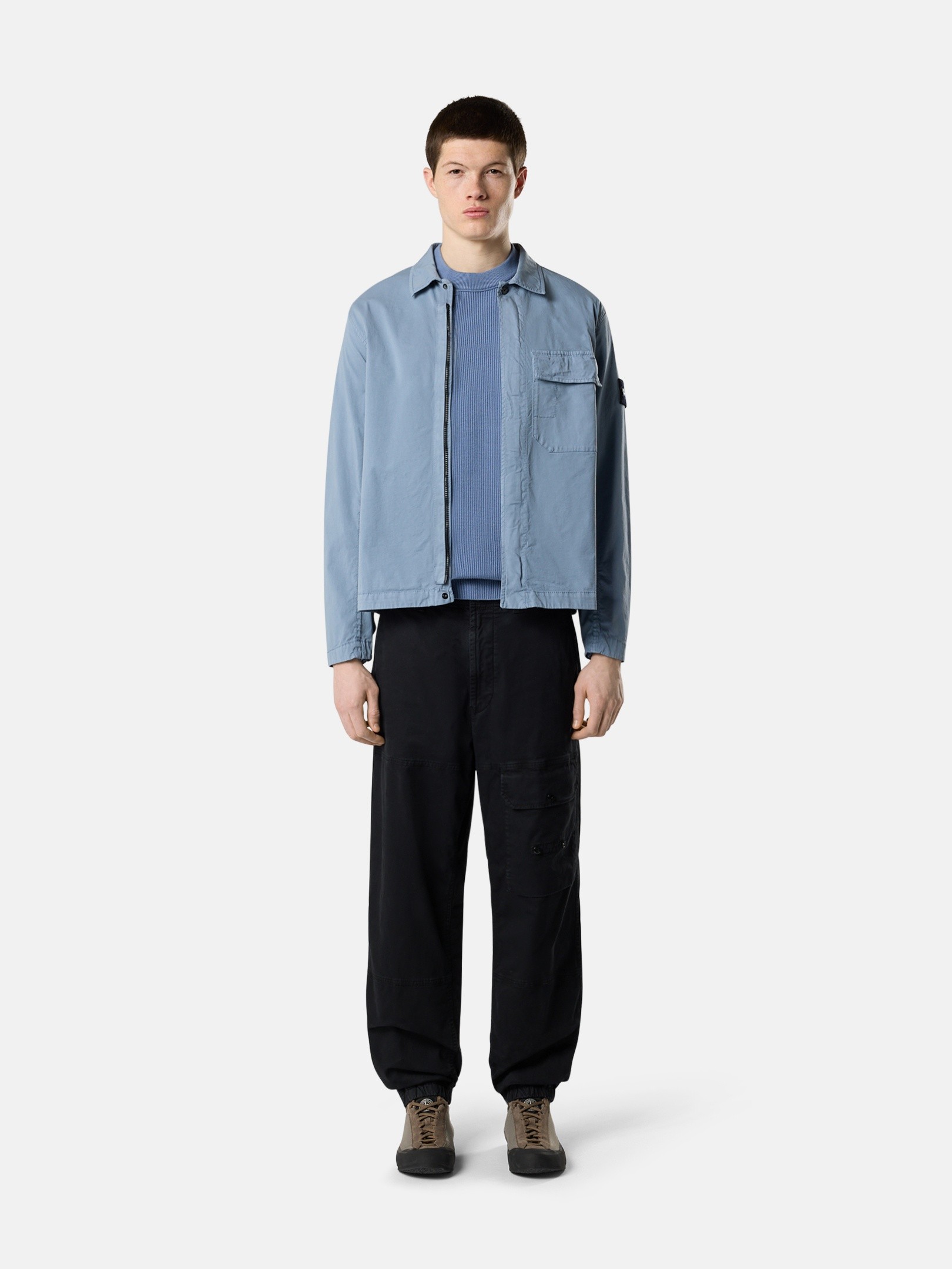 Avio Blue Regular-fit overshirt with concealed zip 1200013 STRETCH
