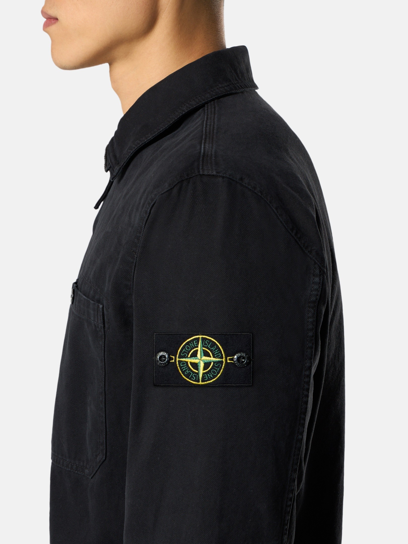 Black Comfort-fit zipper-up overshirt with pocket 1200014 ORGANIC
