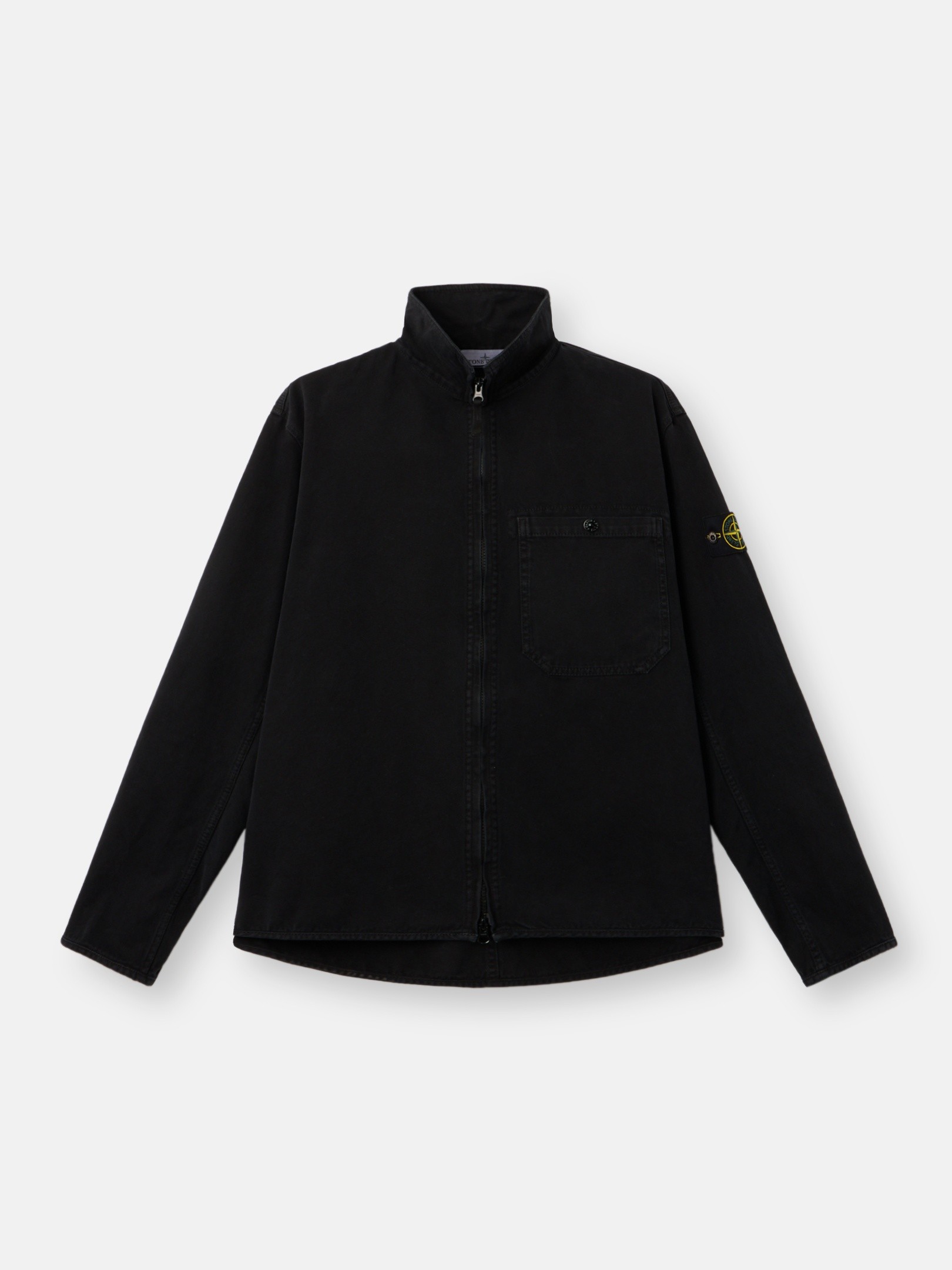 Black Comfort-fit zipper-up overshirt with pocket 1200014 ORGANIC