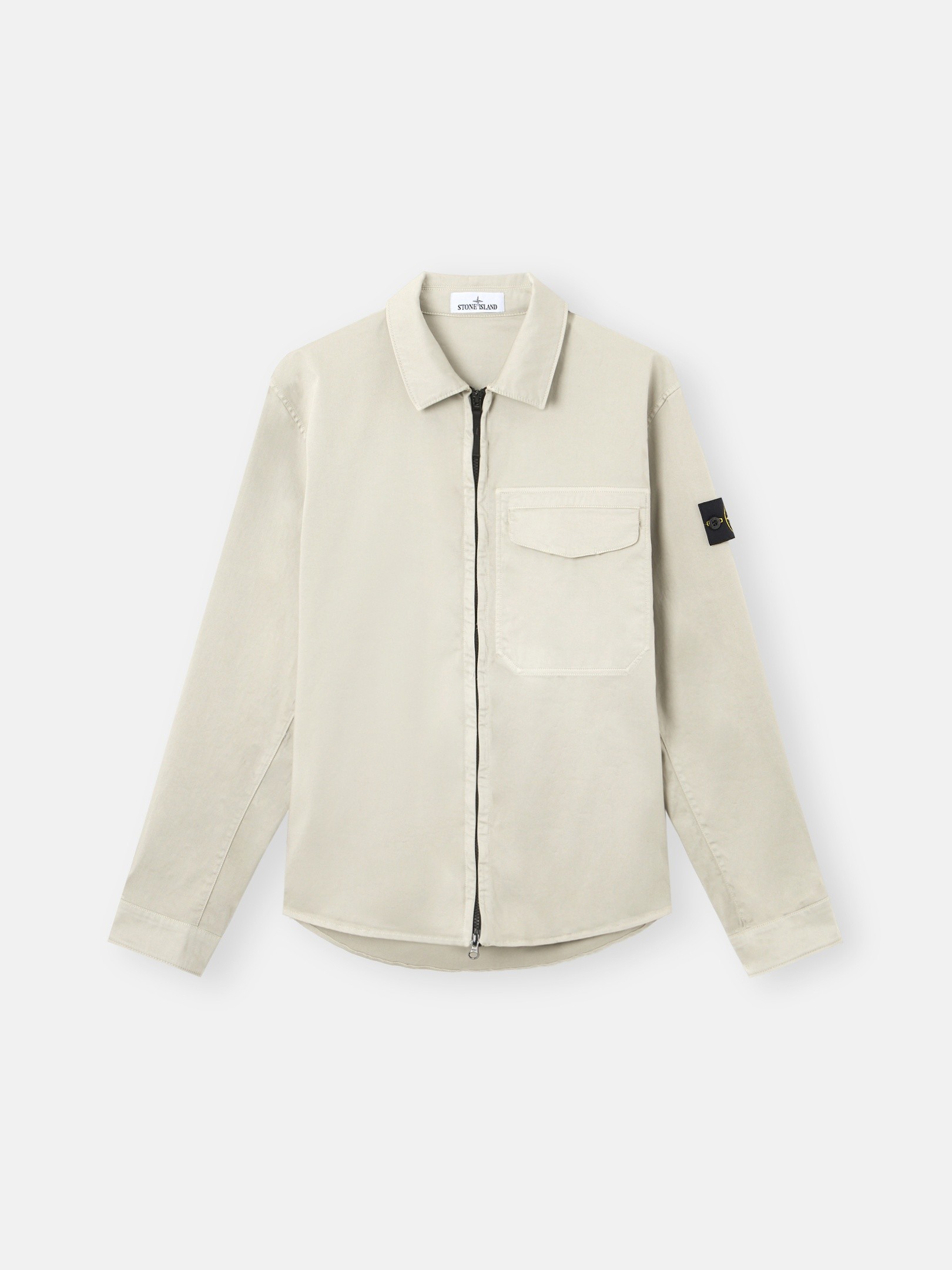 Pearl Grey Regular-fit overshirt with concealed zip 1200015