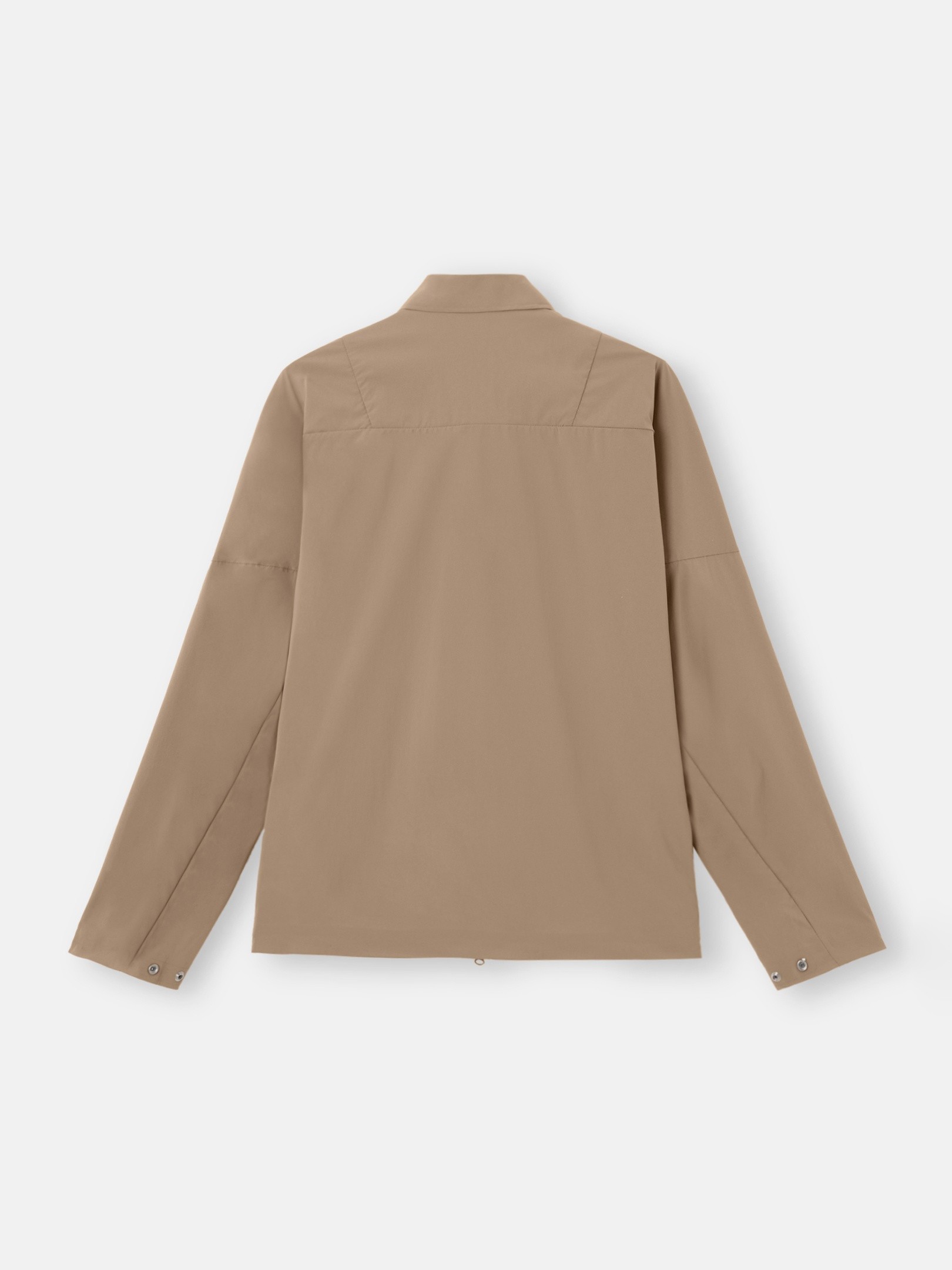 Ash Brown Comfort-fit zipper-up overshirt with pocket 1200016