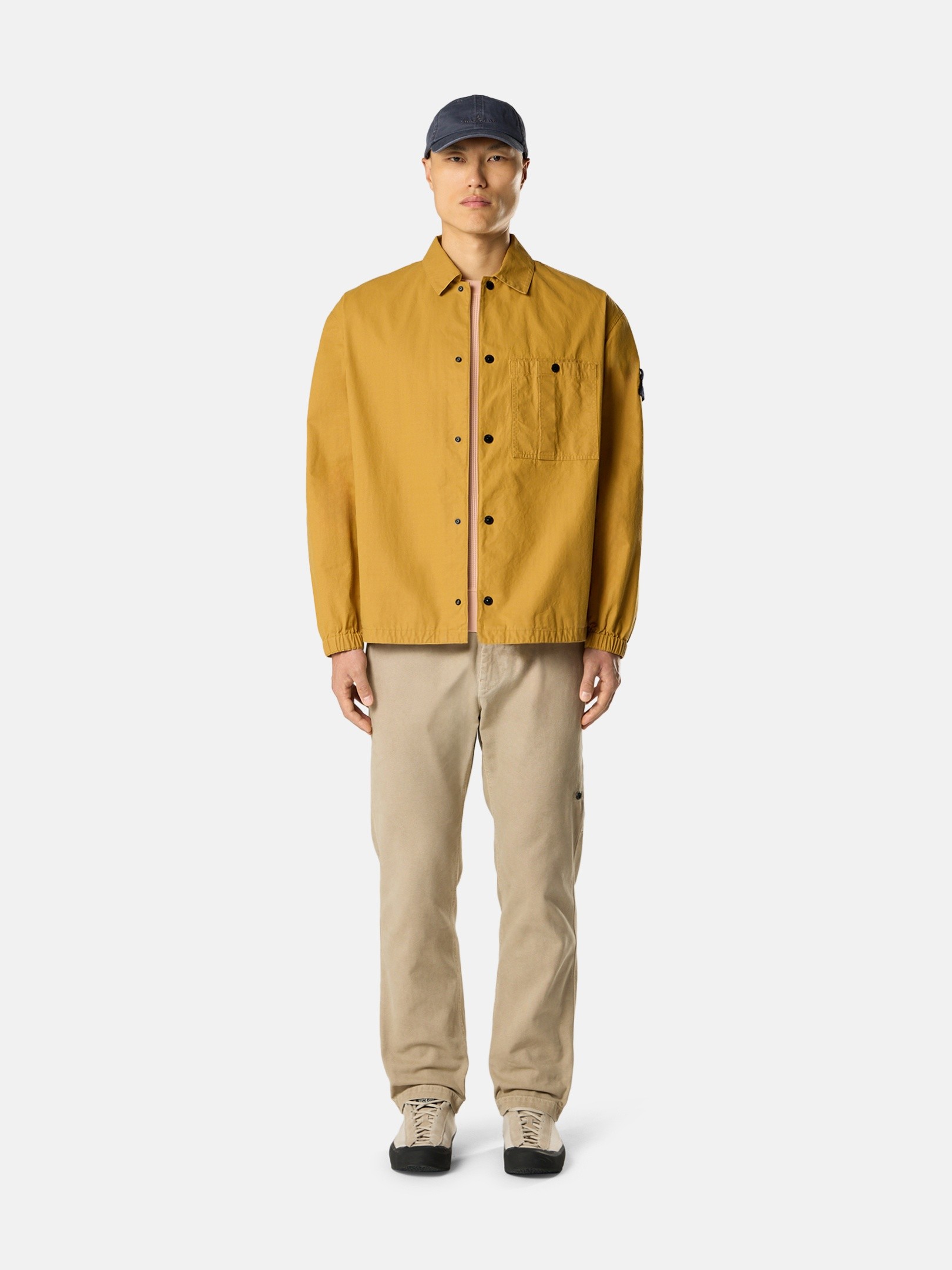 Mustard Comfort-fit overshirt with pockets 1200018 DOUBLE-COATED