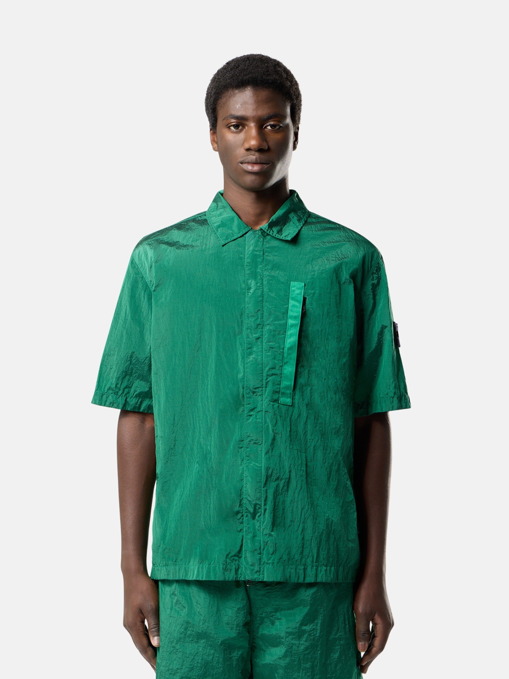 Malachite Comfort-fit short-sleeve shirt with zipper 1200028 NYLON