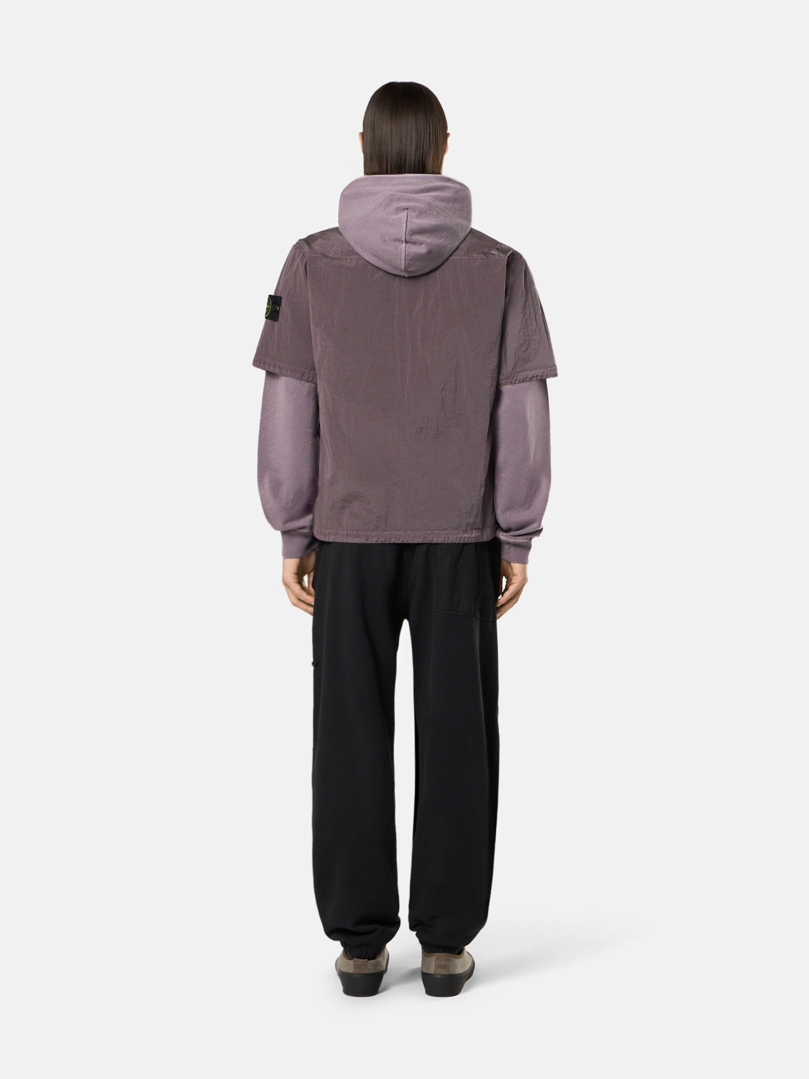 ナイロンジャケット STONE  NYLON L RIPSTOP SHIRT Purple Gray Comfort-fit short-sleeve shirt with zipper 1200028