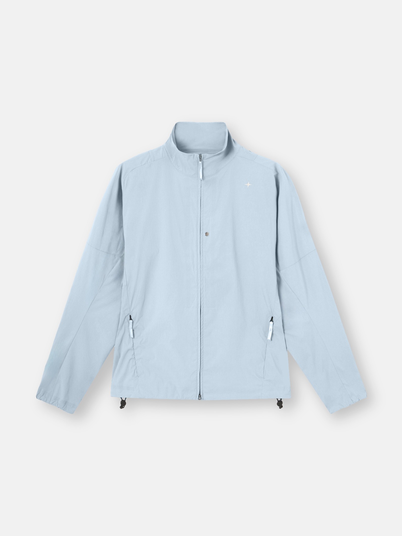 Ash Blue Oversized-fit zip-up overshirt with raglan sleeves