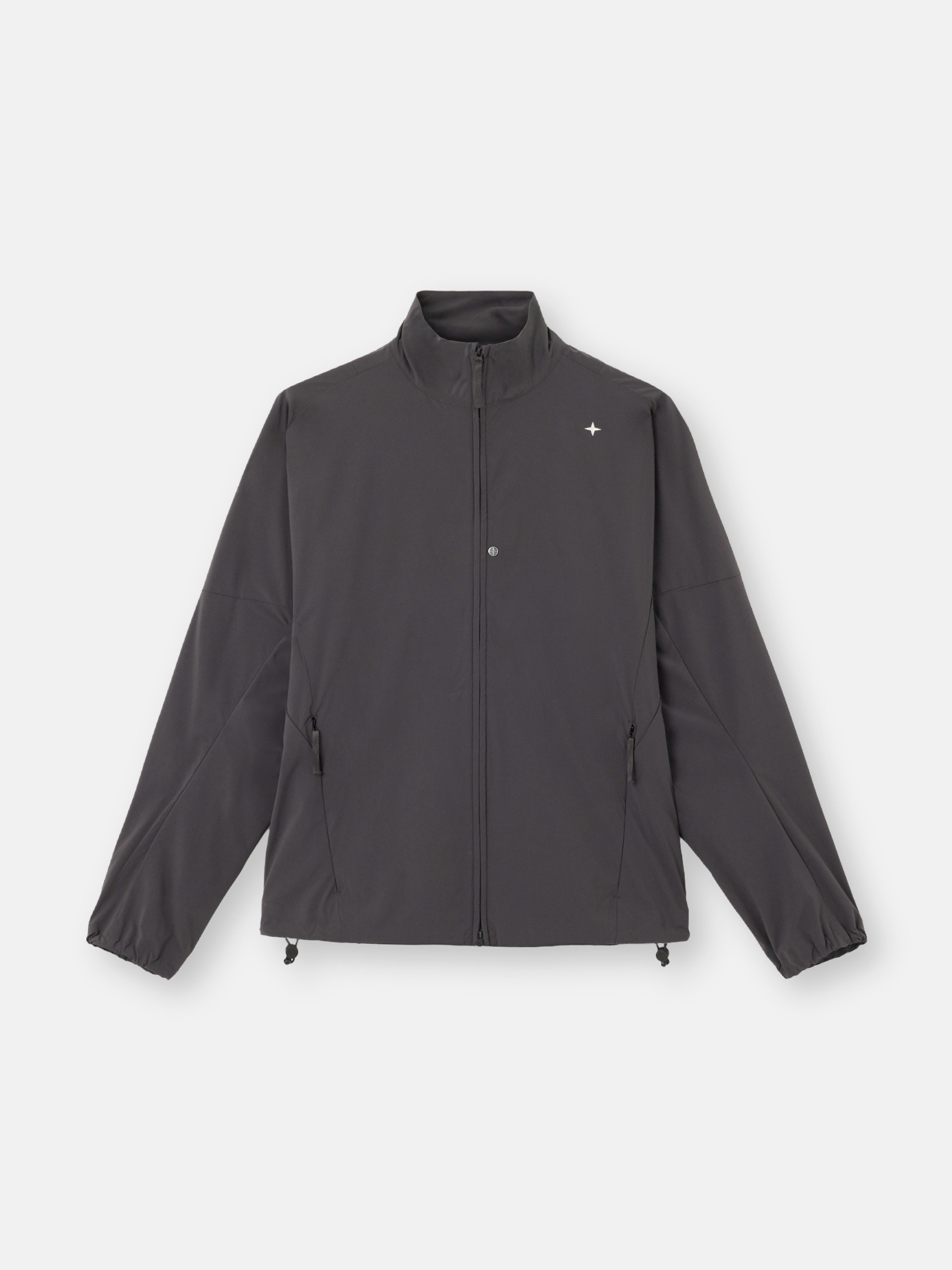Charcoal Grey Oversized-fit zipper-up overshirt with raglan