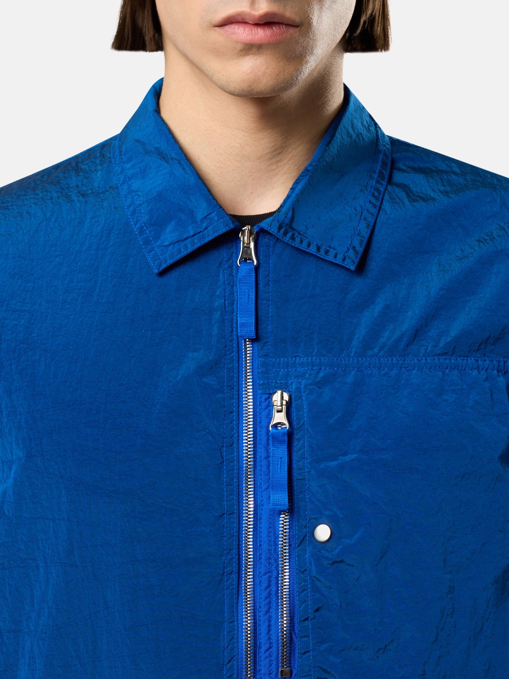 Bright Blue Regular-fit overshirt with zipper pocket 1200038 NYLON
