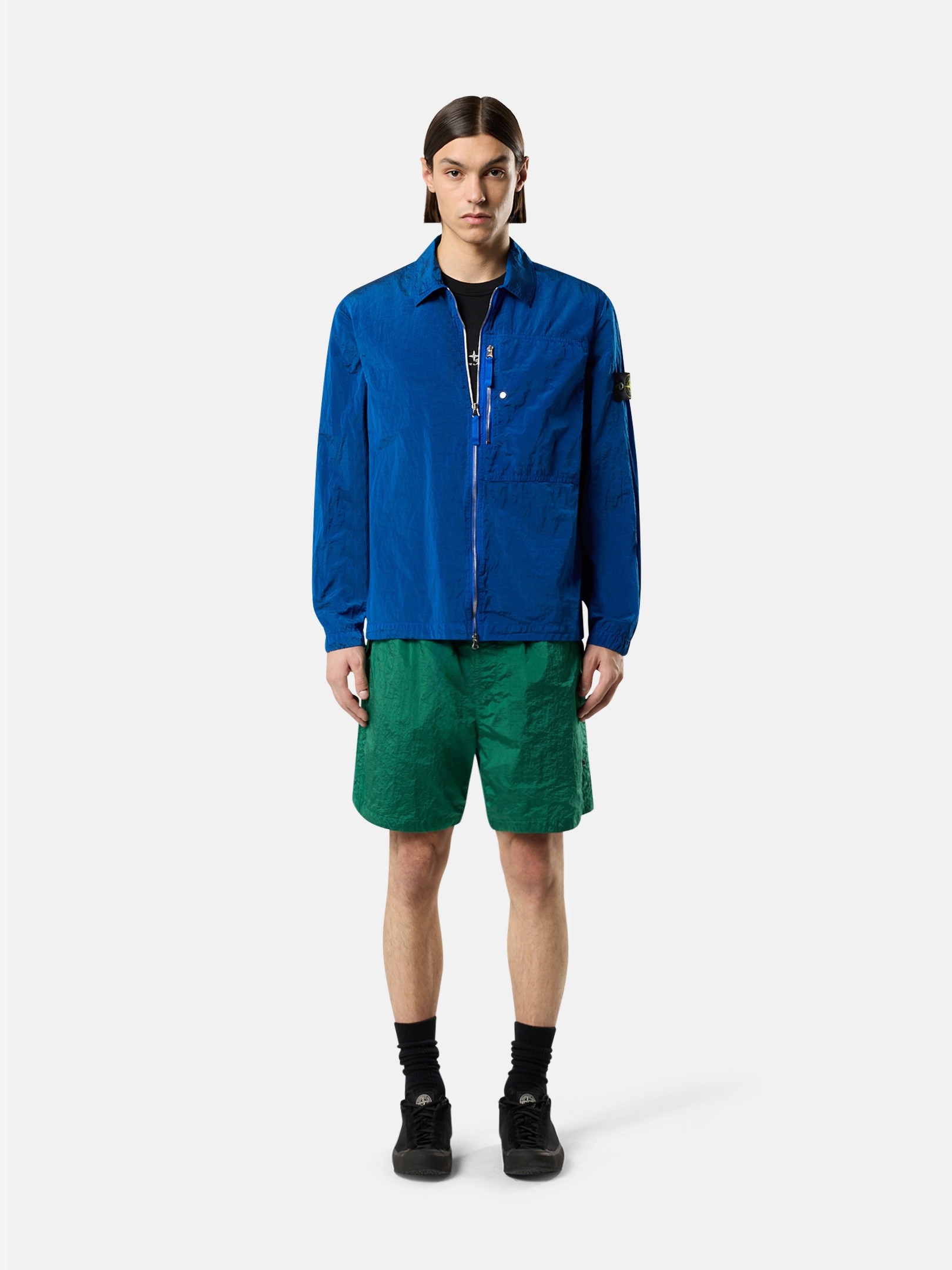 Bright Blue Regular-fit overshirt with zipper pocket 1200038 NYLON