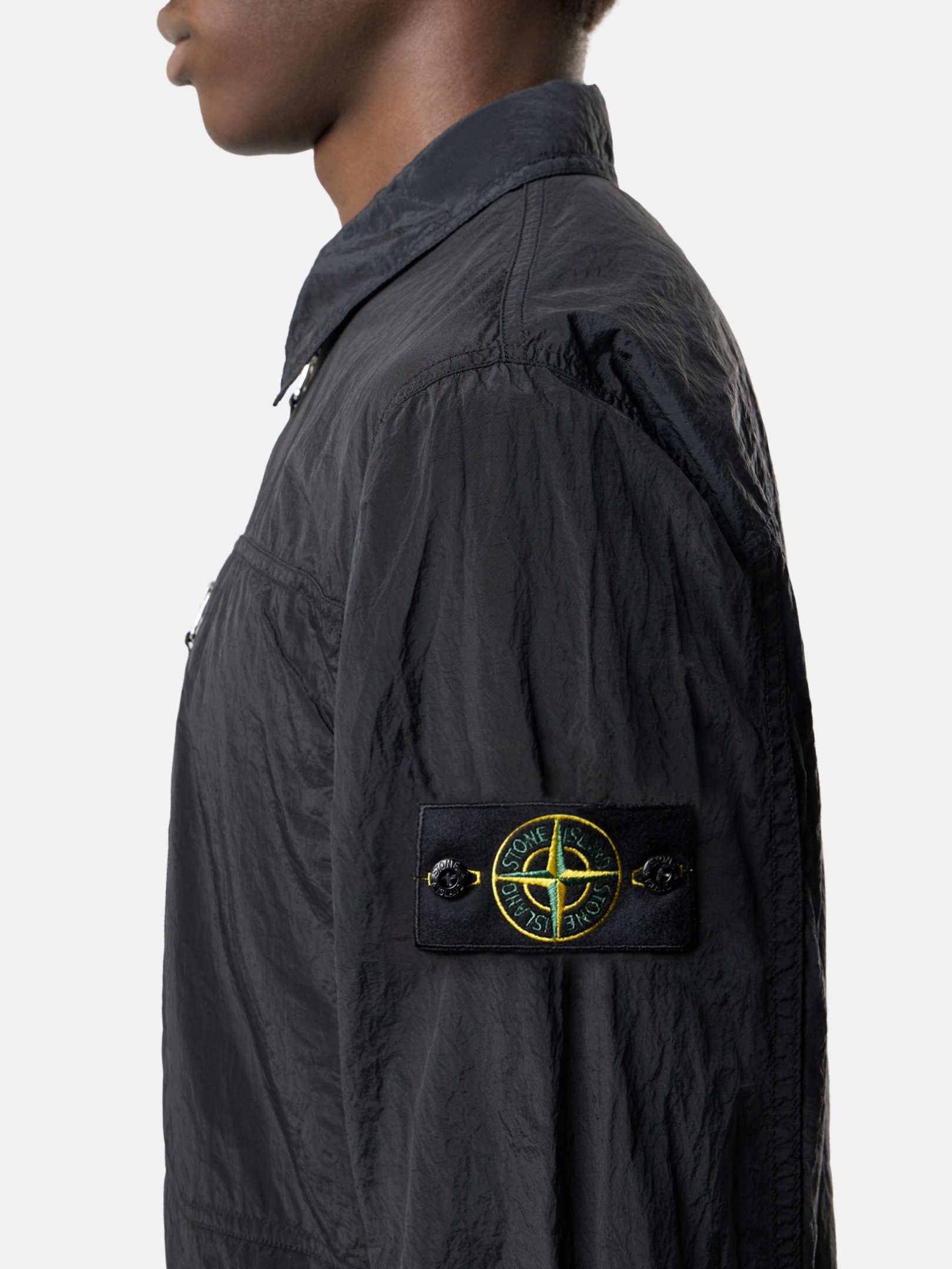 Black Regular-fit overshirt with zip pocket 1200038 NYLON METAL IN