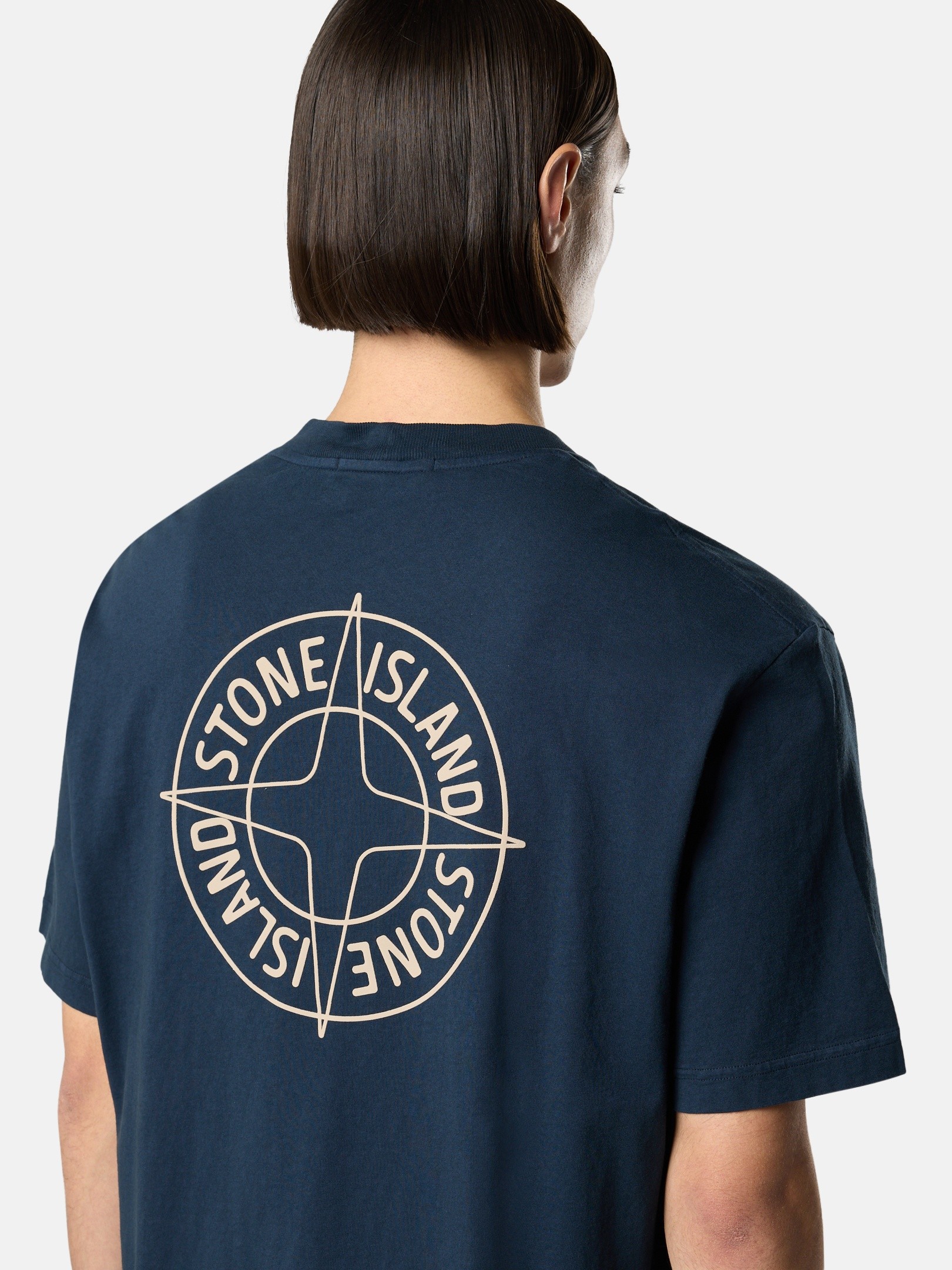 Navy Blue Regular-fit T-shirt with 'Outline Compass' print 2100001