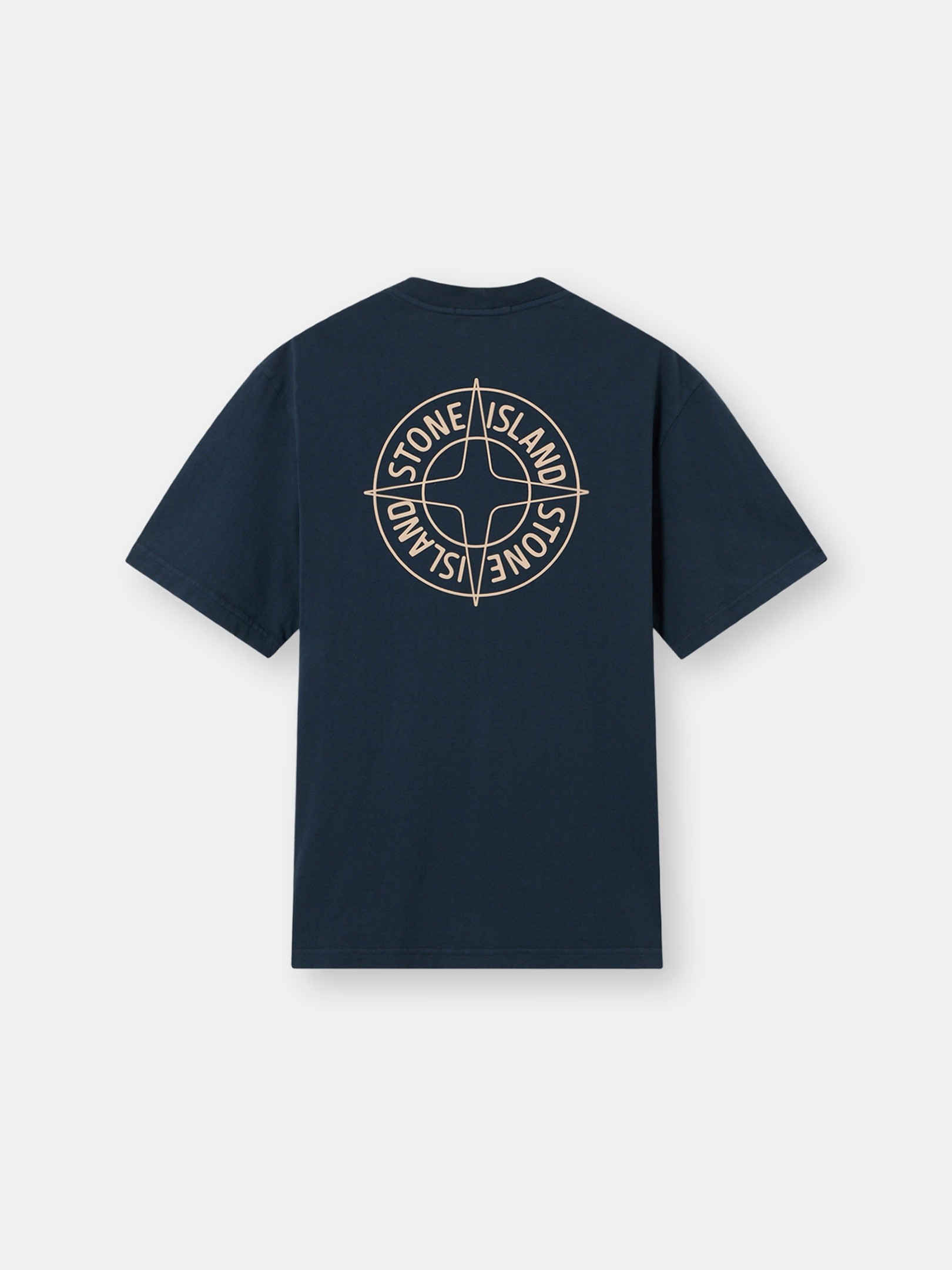 ネイビー（Lサイズ）Stone  Navy Blue Regular-fit T-shirt with “Outline Compass” print 2100001