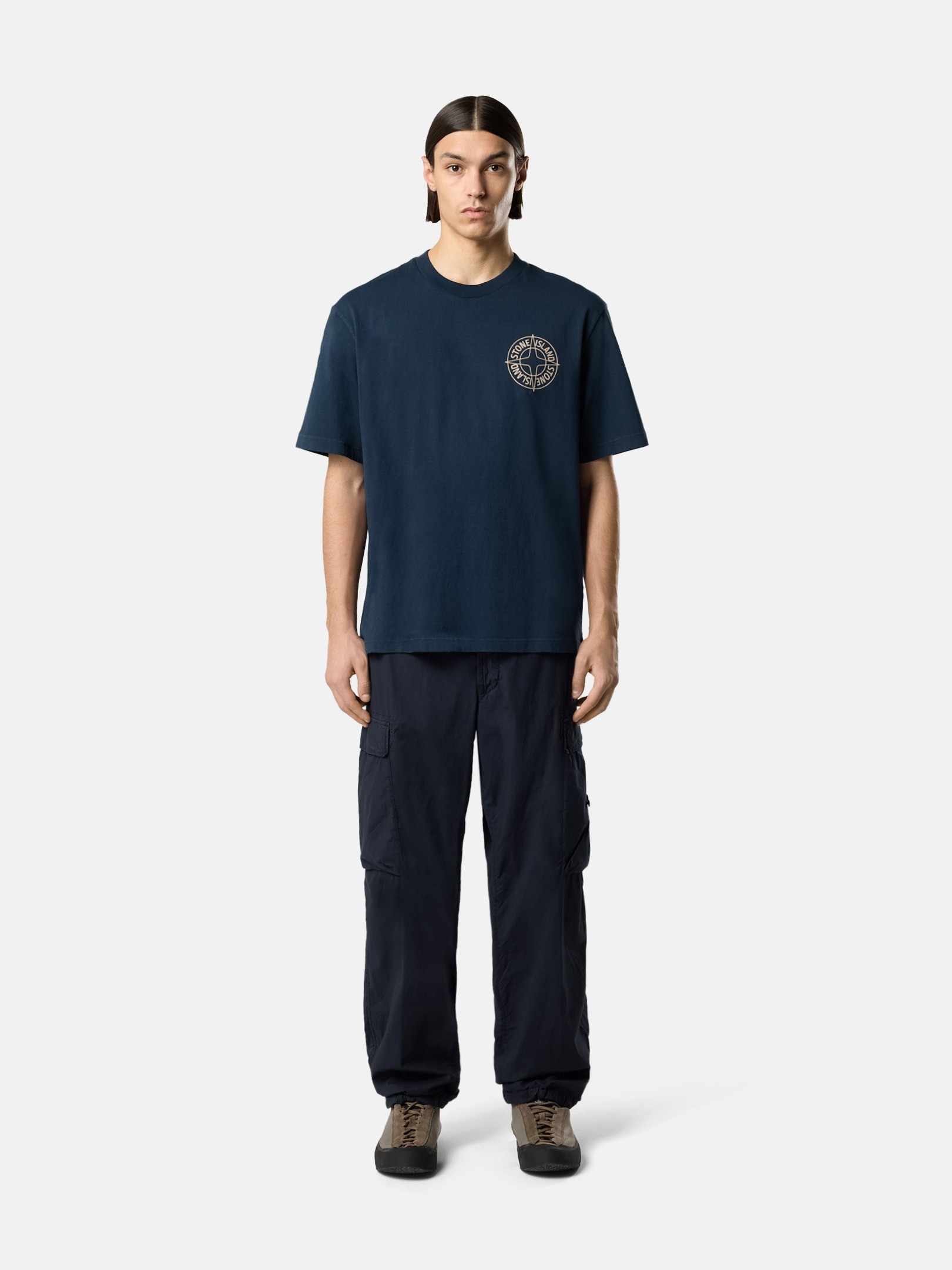 Navy Blue Regular-fit T-shirt with “Outline Compass” print 2100001