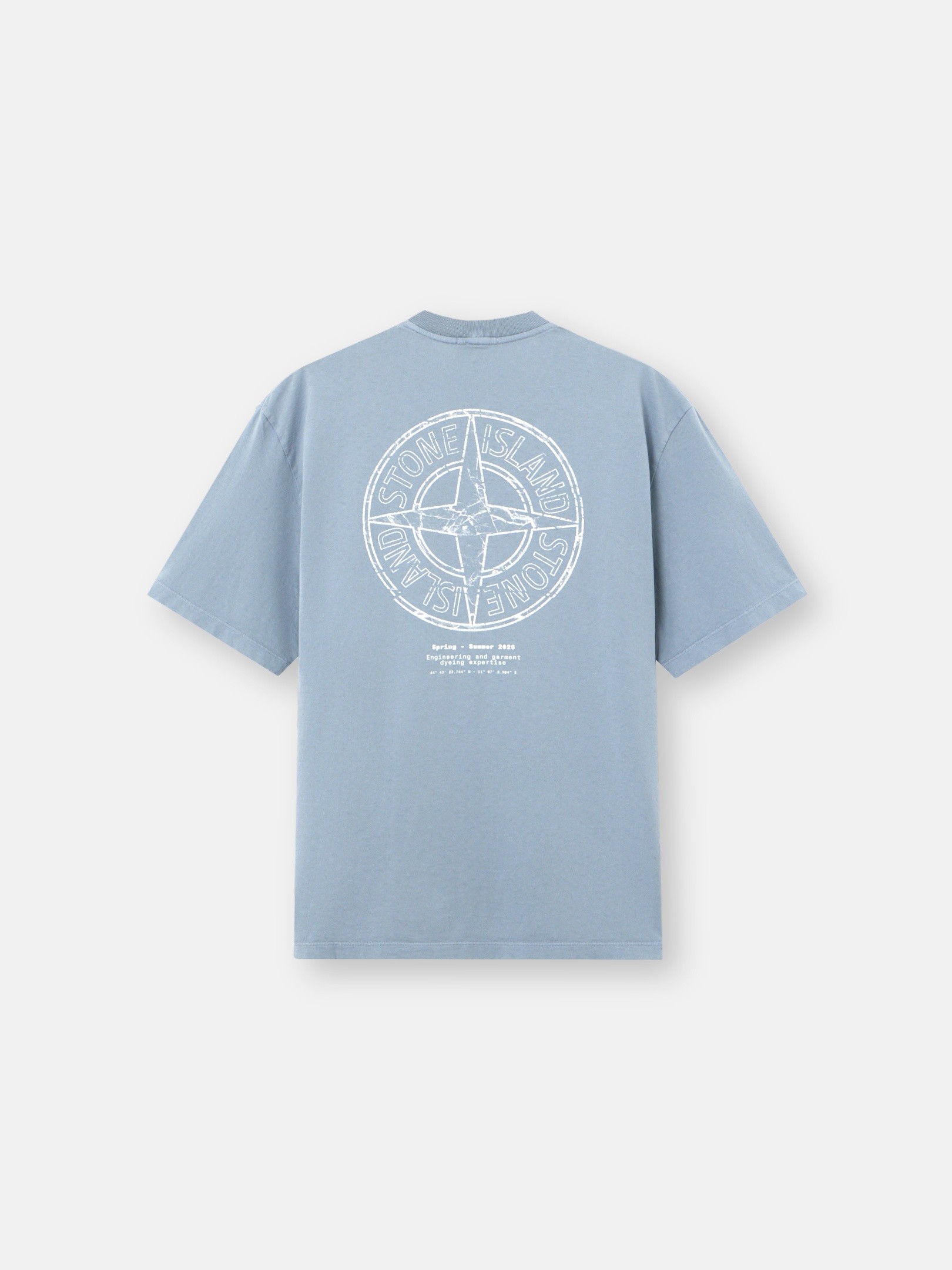 Avio Blue Regular-fit T-shirt with “Stone” print 2100001 ORGANIC 