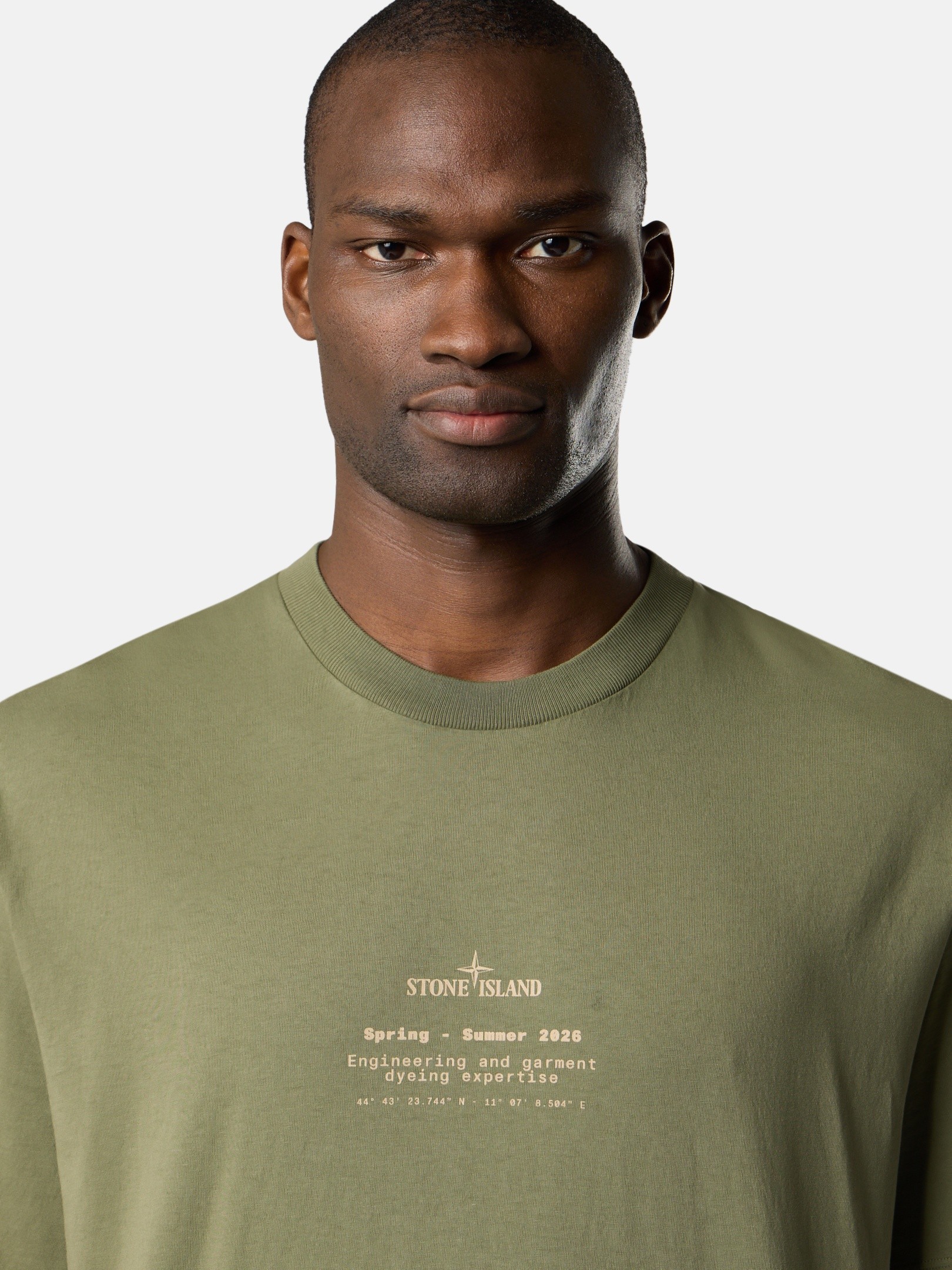 Military Green Regular-fit T-shirt with “Stone” print 2100001