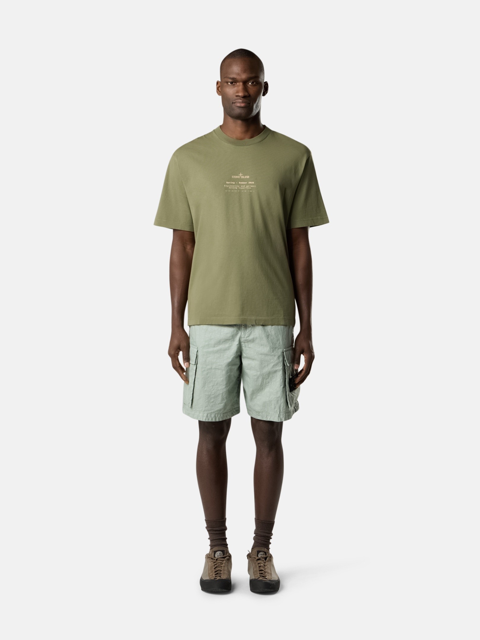Military Green Regular-fit T-shirt with “Stone” print 2100001
