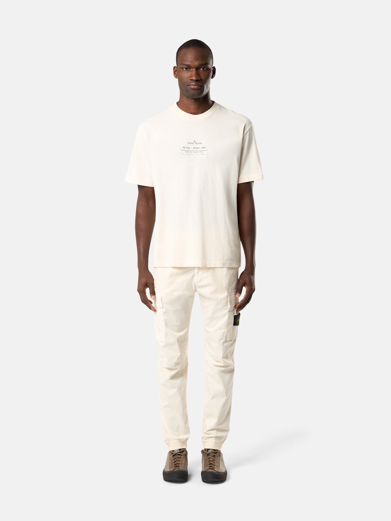 Ivory Regular-fit T-shirt with 'Stone' print 2100001 ORGANIC