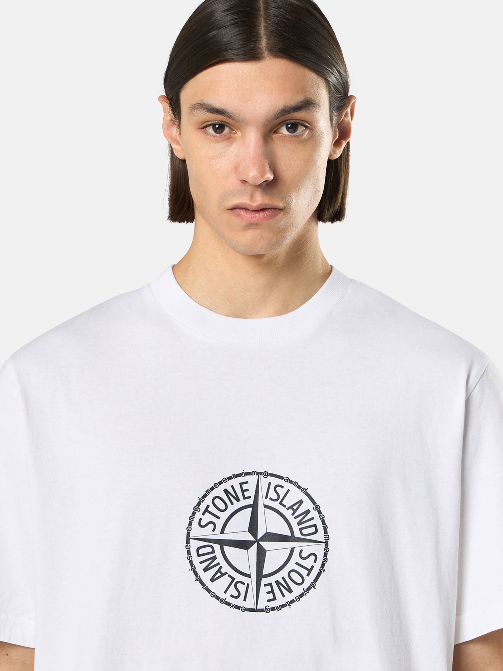 White Regular-fit T-shirt with “All Around Compass” print 2100001