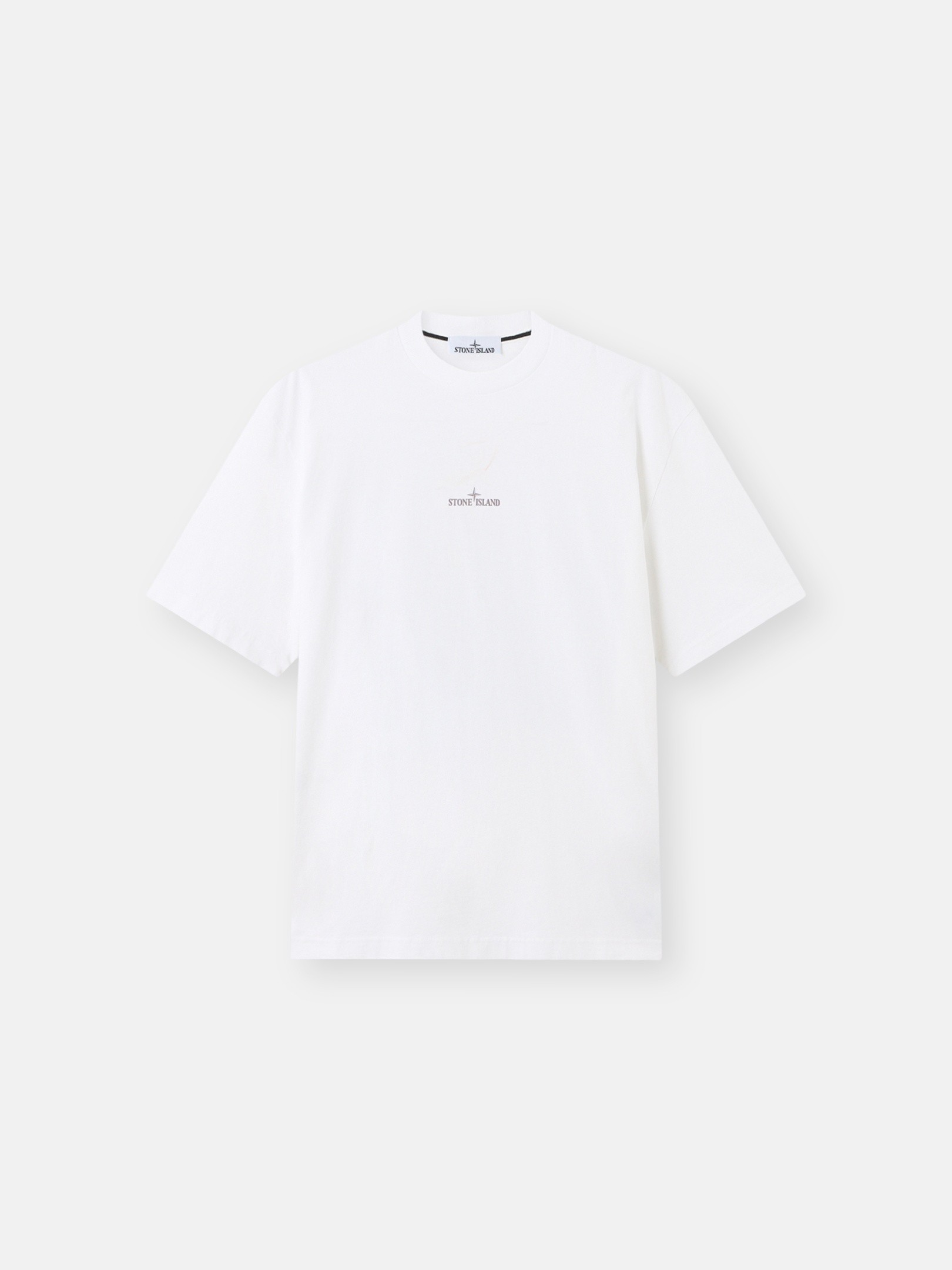 STONE  ホワイト Tシャツ White Regular-fit T-shirt with “Carlo” print 2100001 COMBED