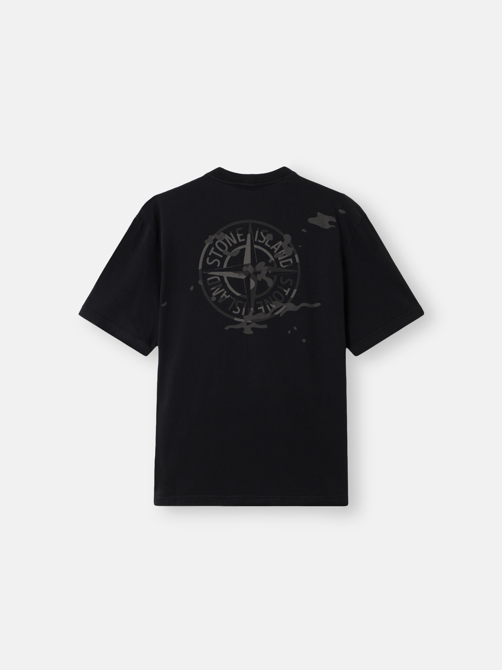 STONE  ポロシャツ M 黒 コンパスロゴ 今期モデル ほぼ新品 Black Regular-fit T-shirt with “Camo Compass” print 2100001