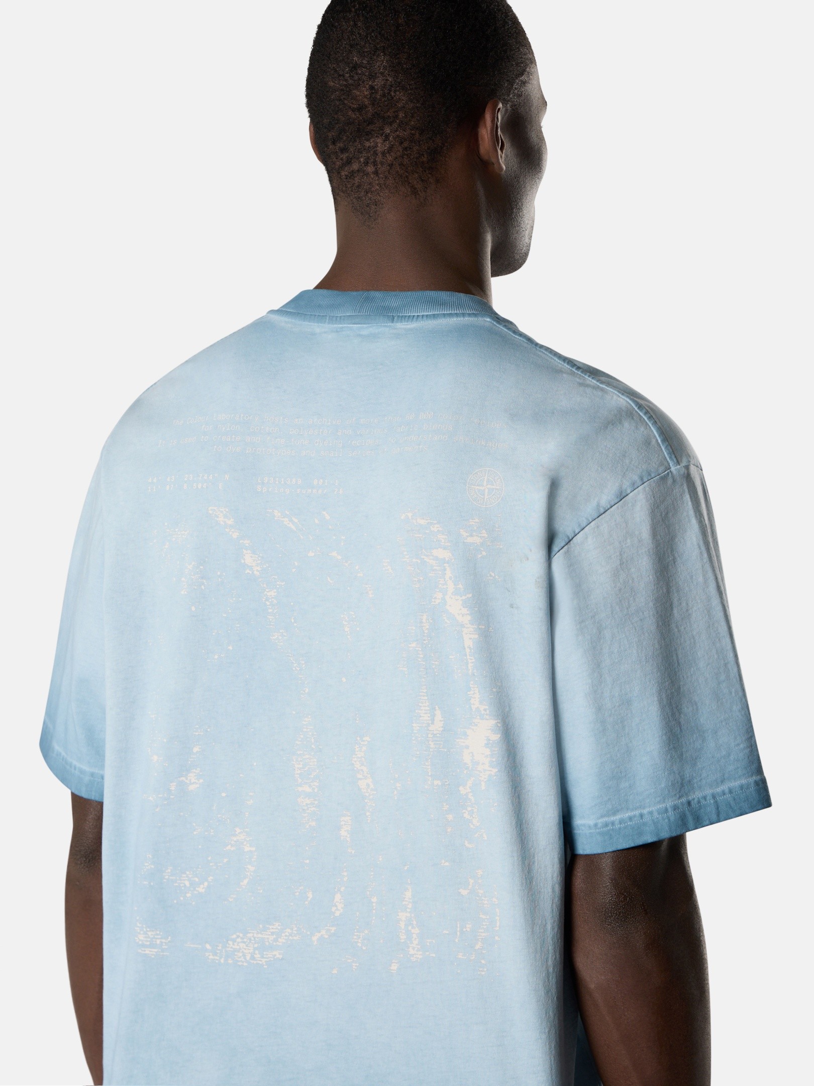 Dust Blue Regular-fit T-shirt with 'Erosion' print 2100002 COMBED