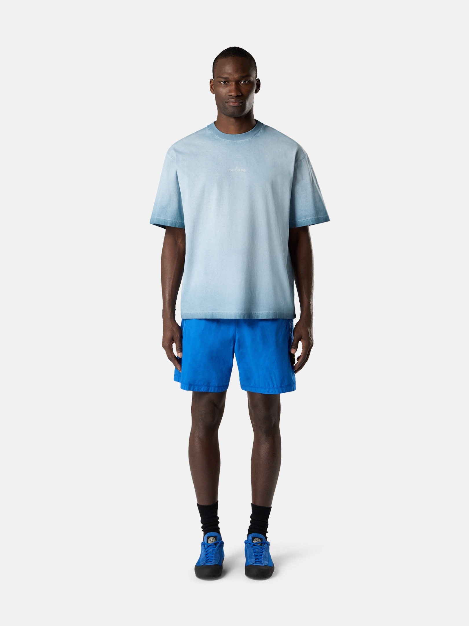 Dust Blue Regular-fit T-shirt with 'Erosion' print 2100002 COMBED