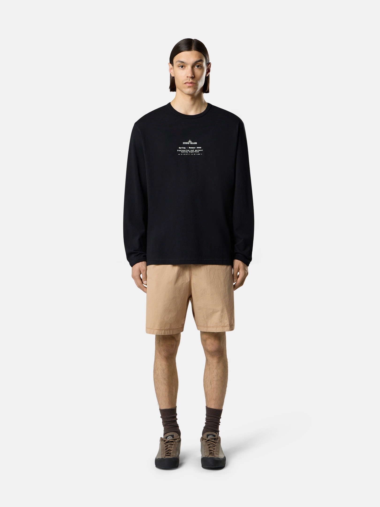 Black Regular-fit long-sleeve T-shirt with “Stone” print 2100003
