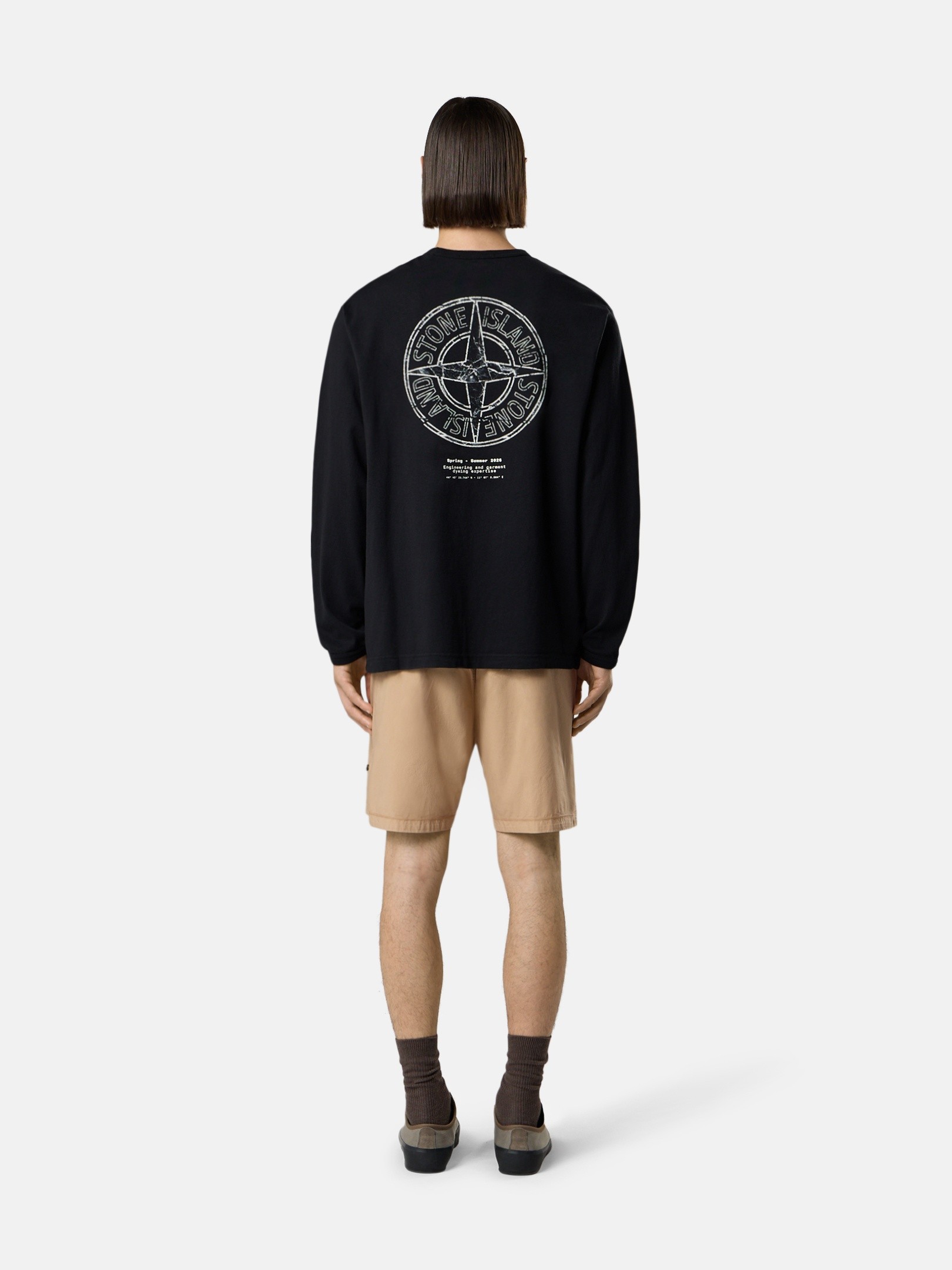 Black Regular-fit long-sleeve T-shirt with “Stone” print 2100003