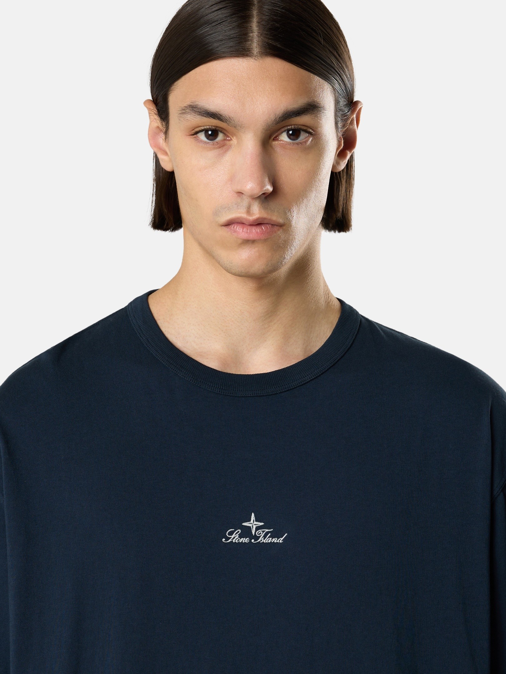 Navy Blue Regular-fit T-shirt with logo embroidery 2100006 ORGANIC