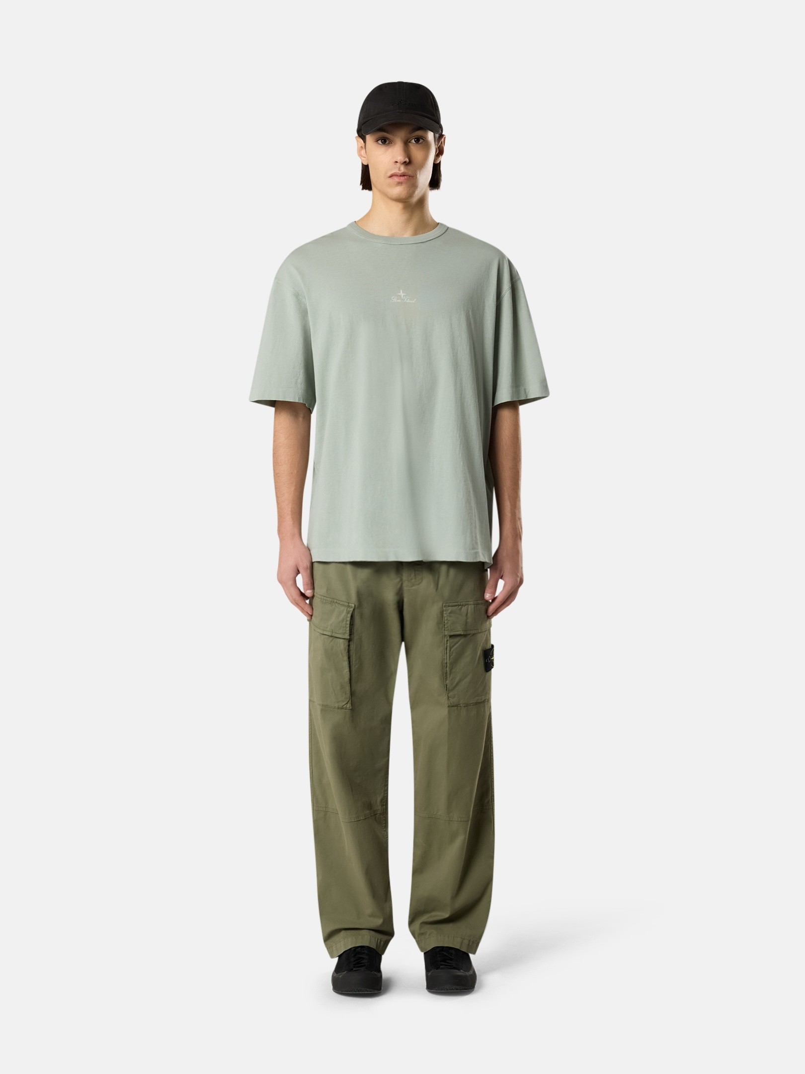 Sage Green Regular-fit T-shirt with logo embroidery 2100006