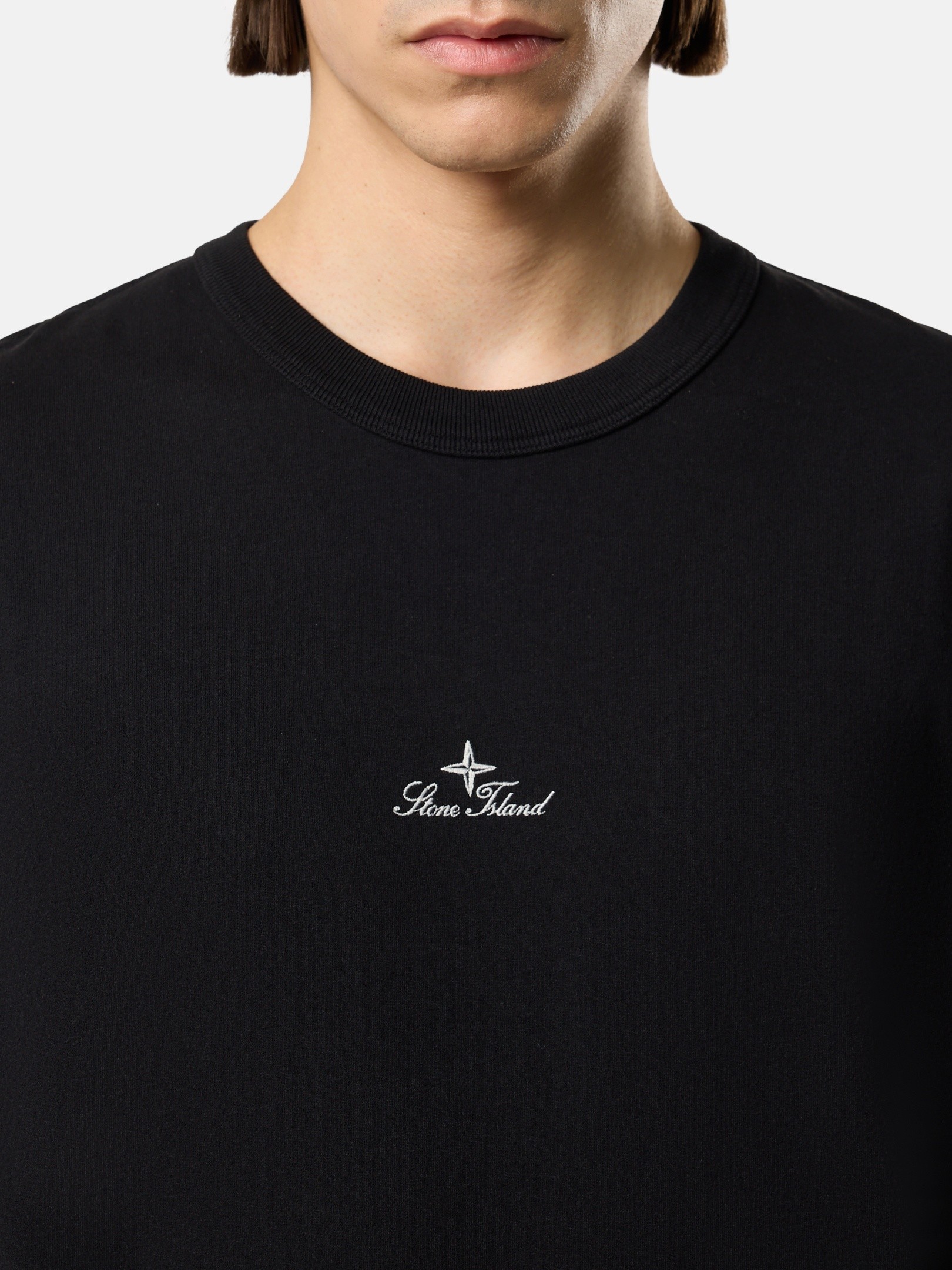 Black Regular-fit long-sleeve T-shirt with logo embroidery 2100007