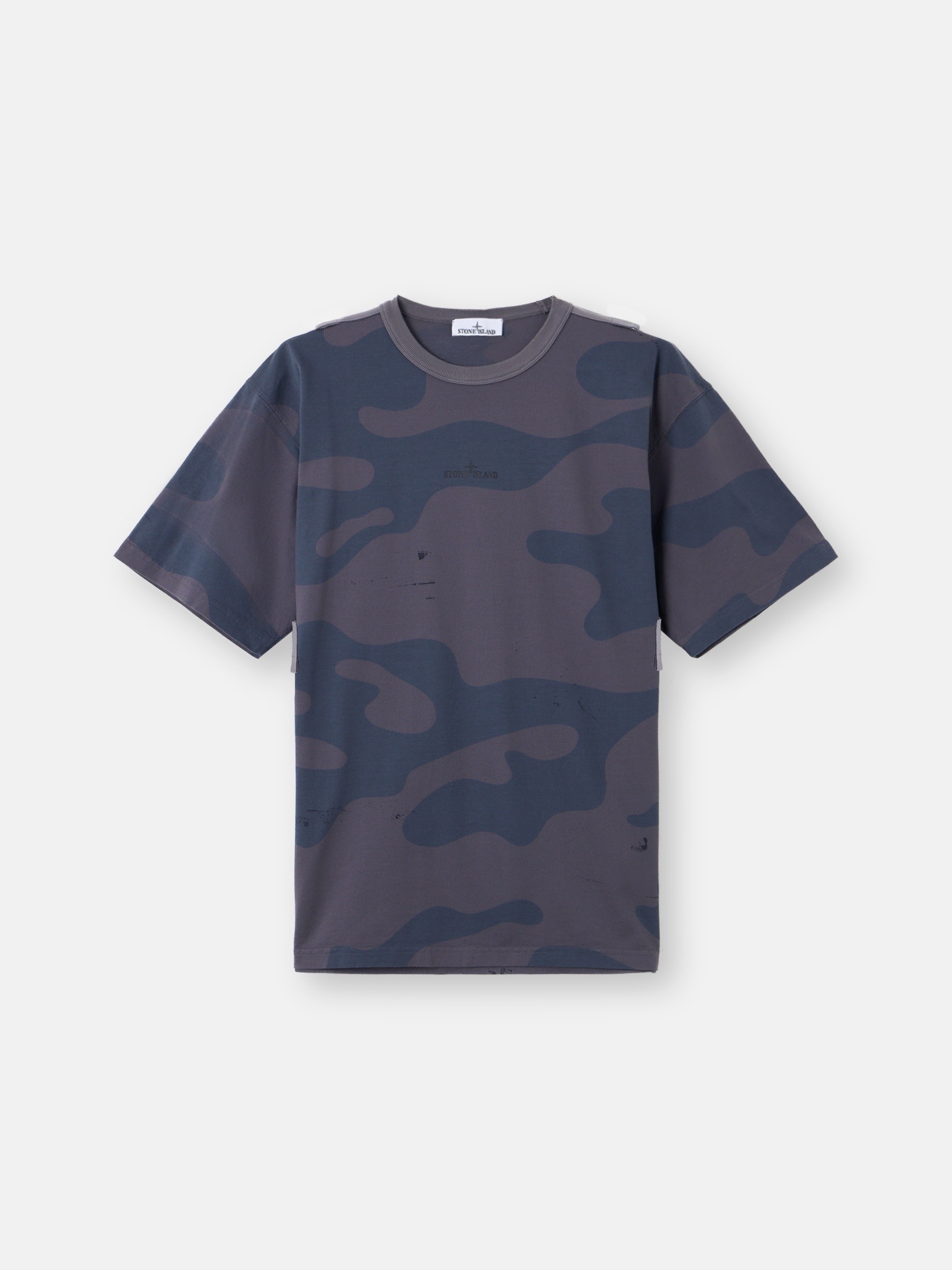 Blue Grey Regular-fit T-shirt with camouflage motif 2100016
