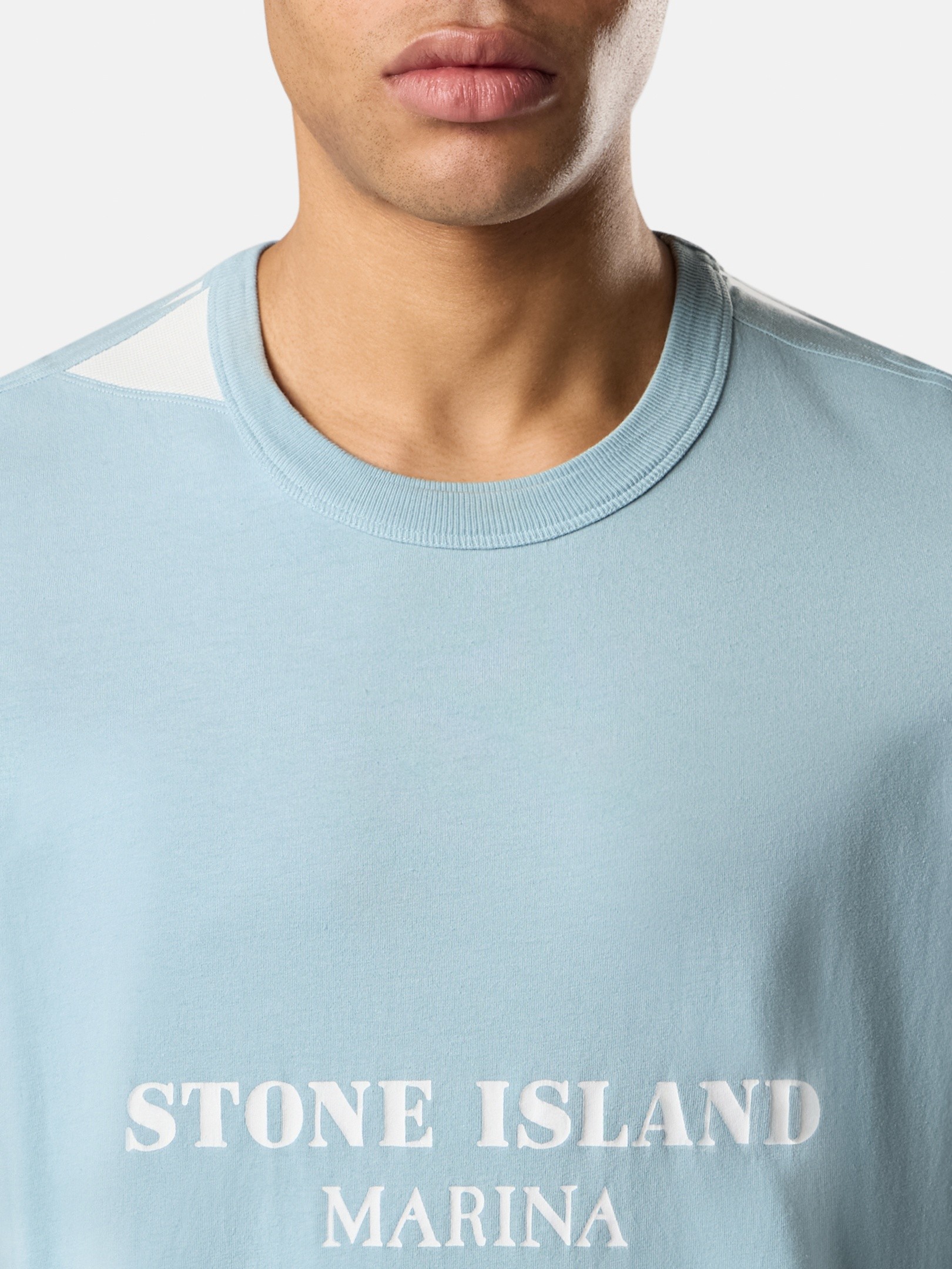 Dust Blue Oversized-fit T-shirt with Stone Island Marina print
