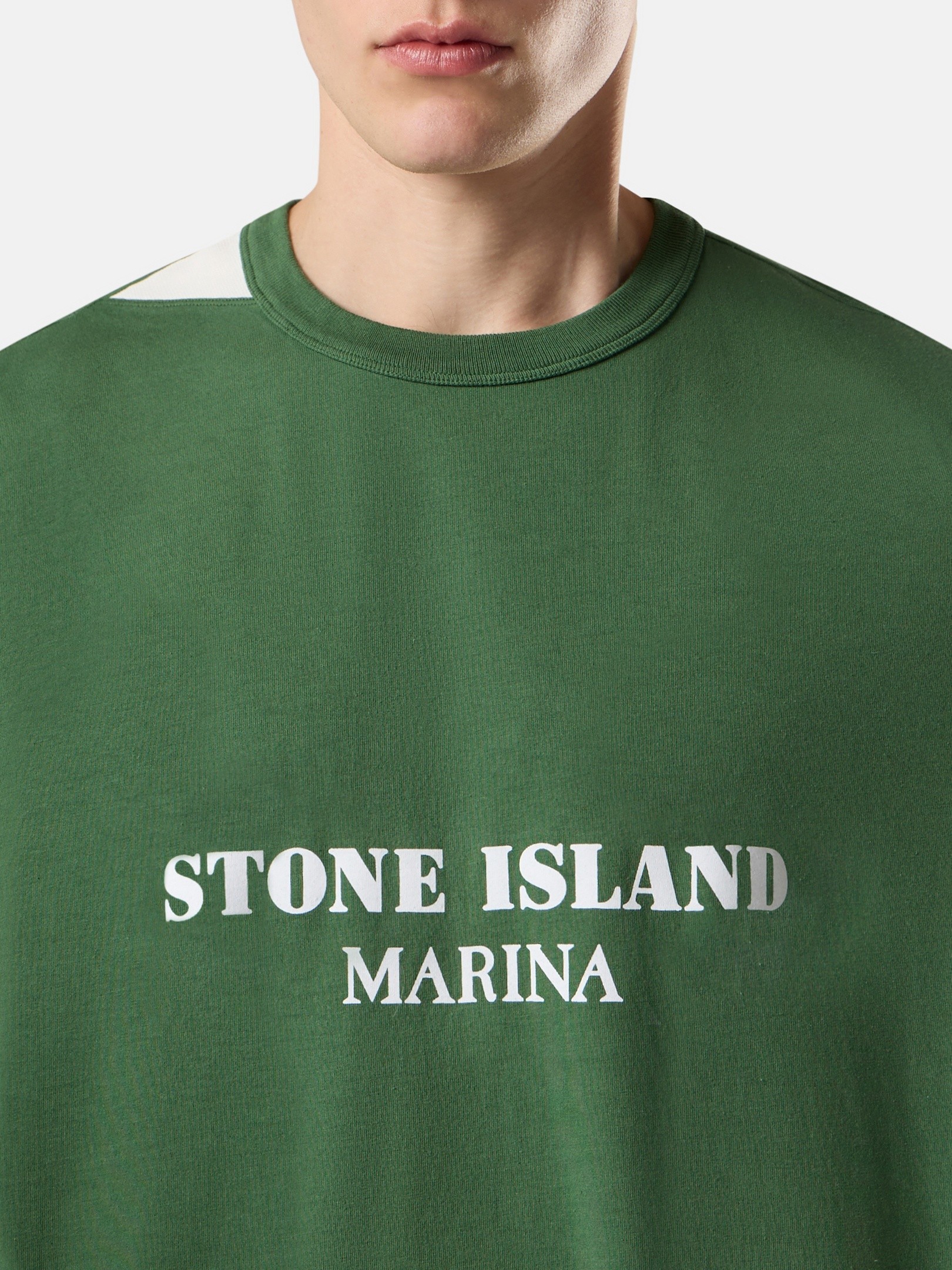 Quartz Green Oversized-fit T-shirt with Stone Island Marina print