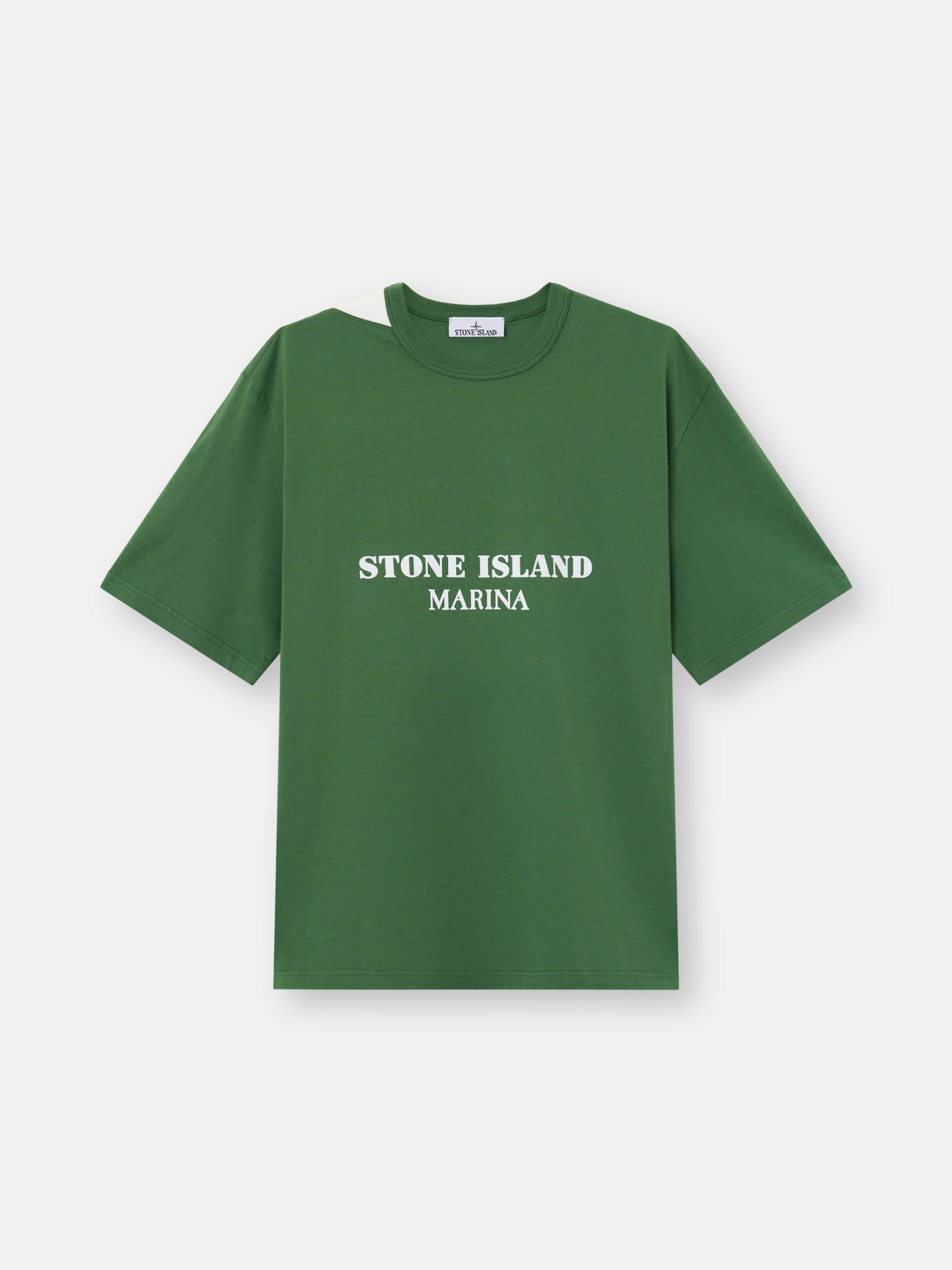 W*】様 STONE  オリーブグリーン Tシャツ Quartz Green Oversized-fit T-shirt with Stone Island Marina print