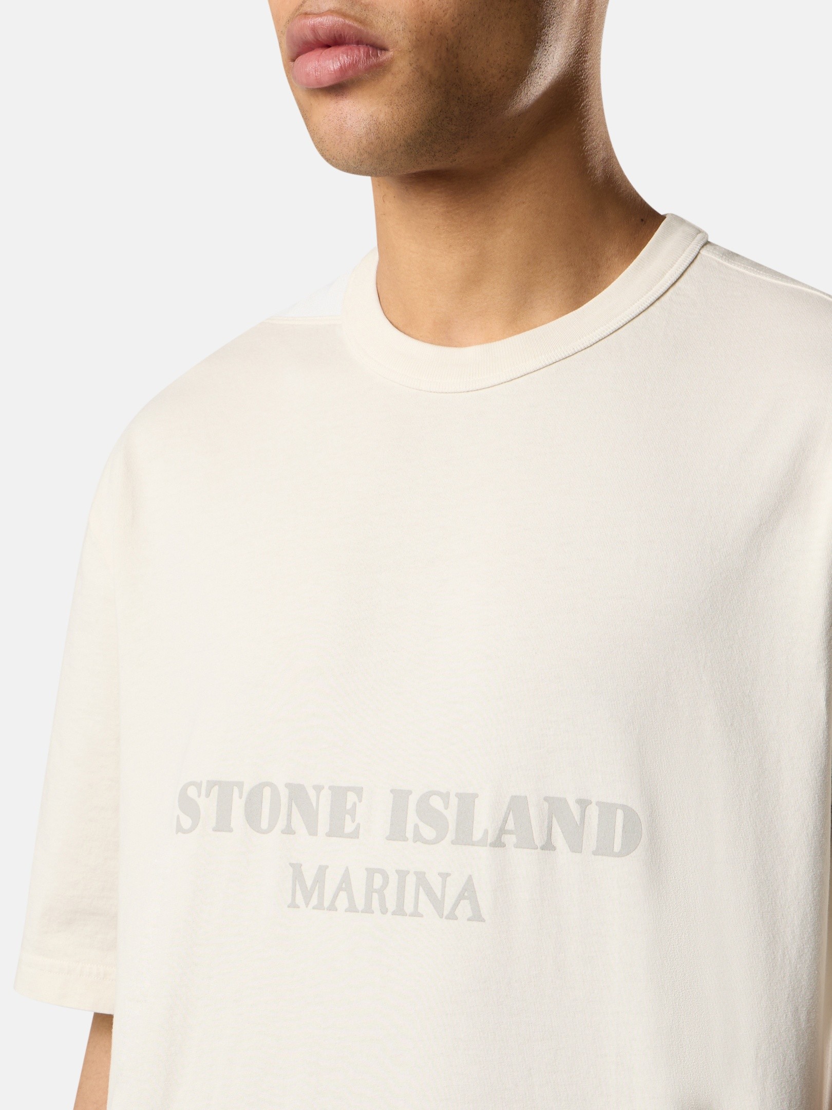 アイボリー オーバーサイズフィット Tシャツ Stone Island Marina