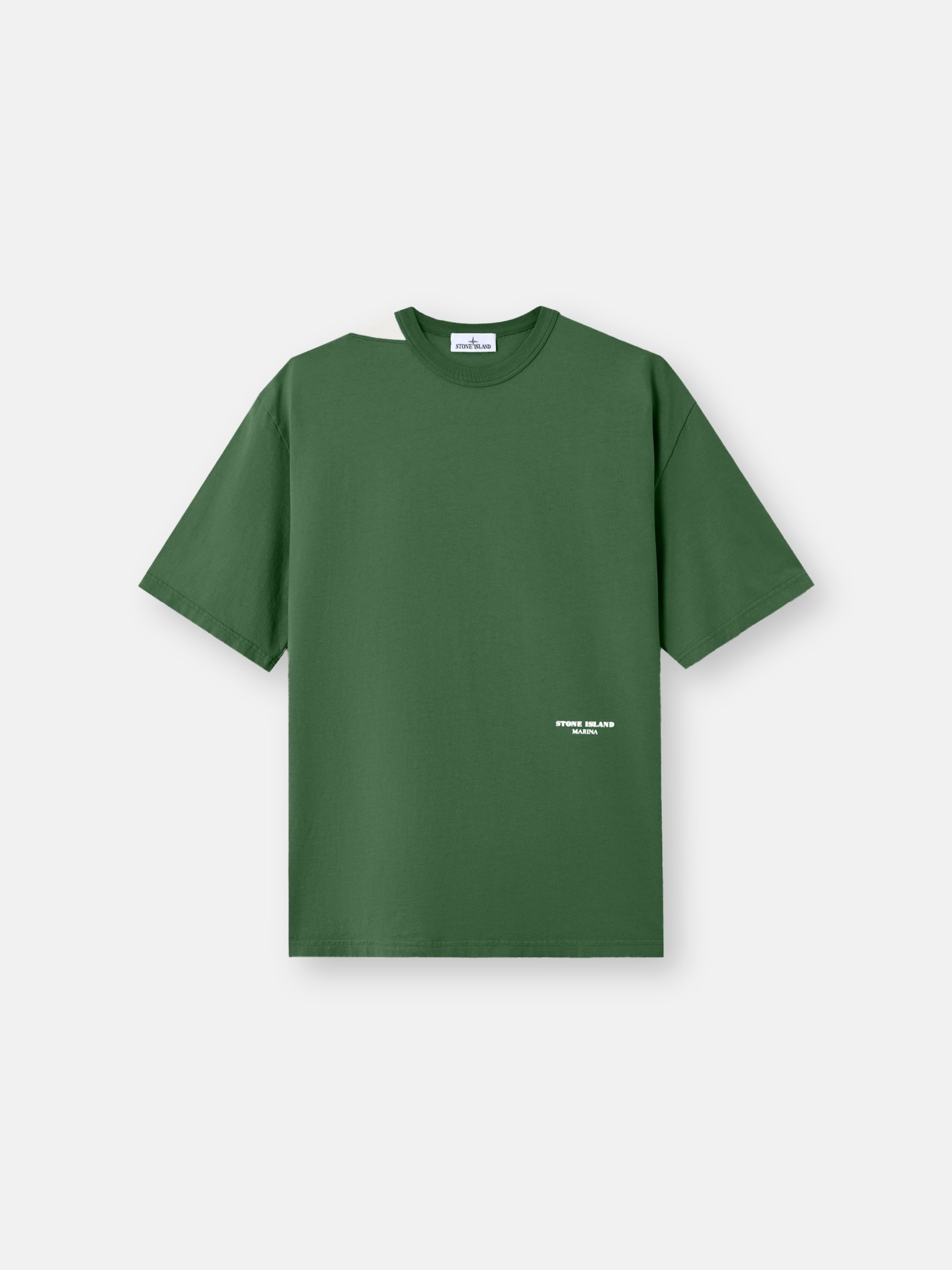 Quartz Green Oversized-fit T-shirt with raised Stone Island Marina