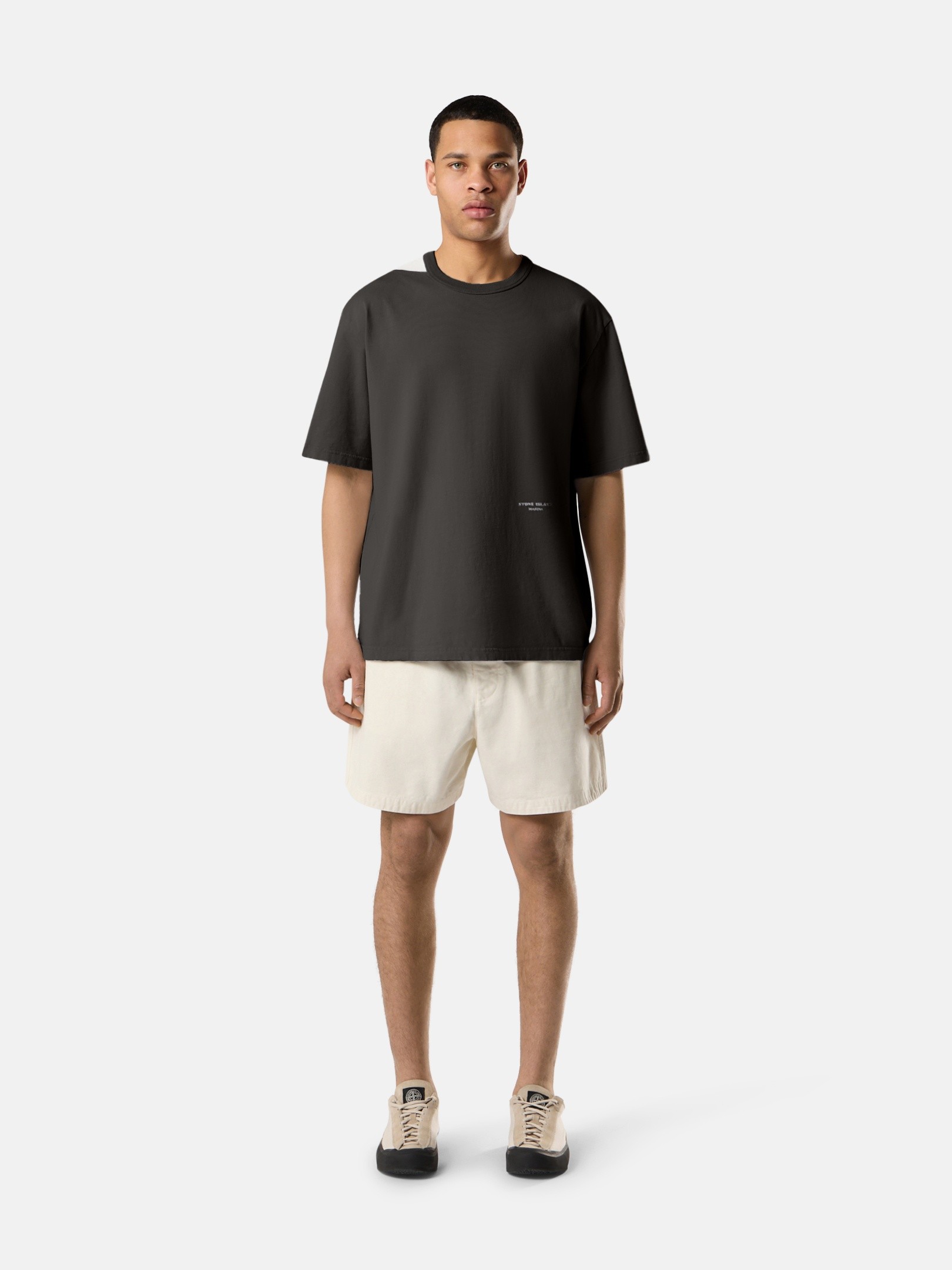 Lead Grey Oversized-fit T-shirt with raised Stone Island Marina