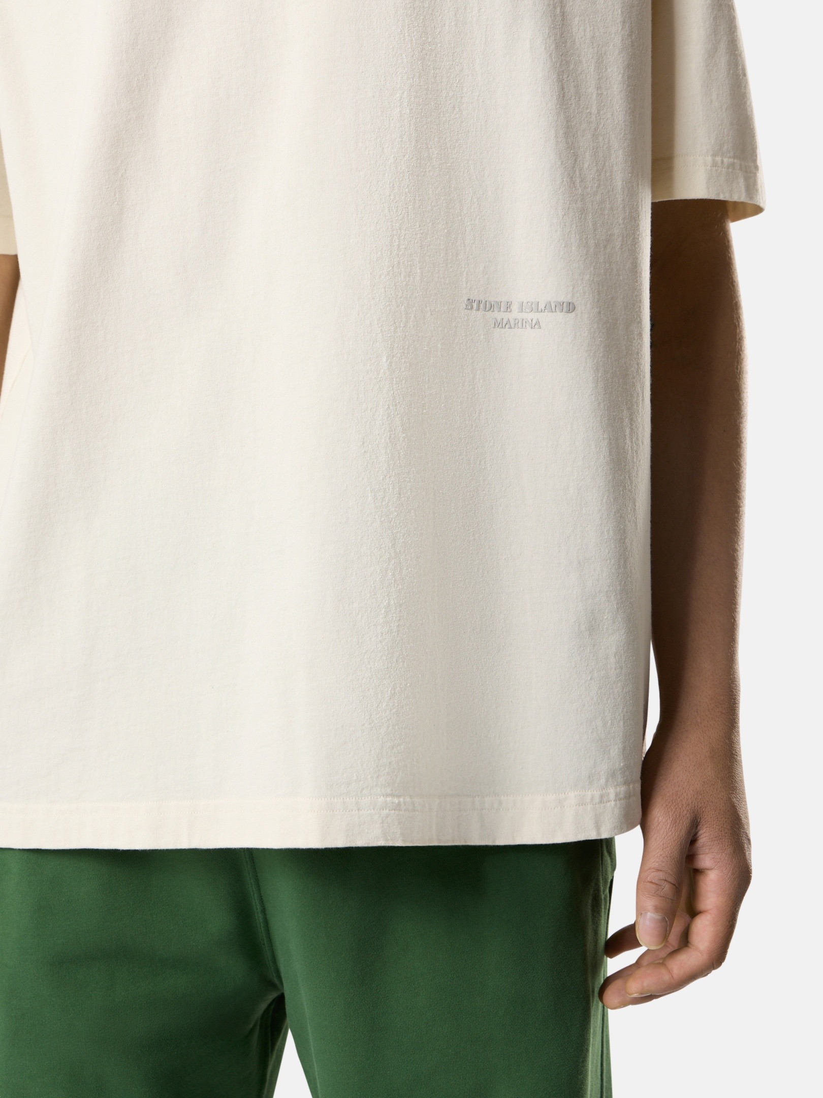 Ivory Oversized-fit T-shirt with raised Stone Island Marina print