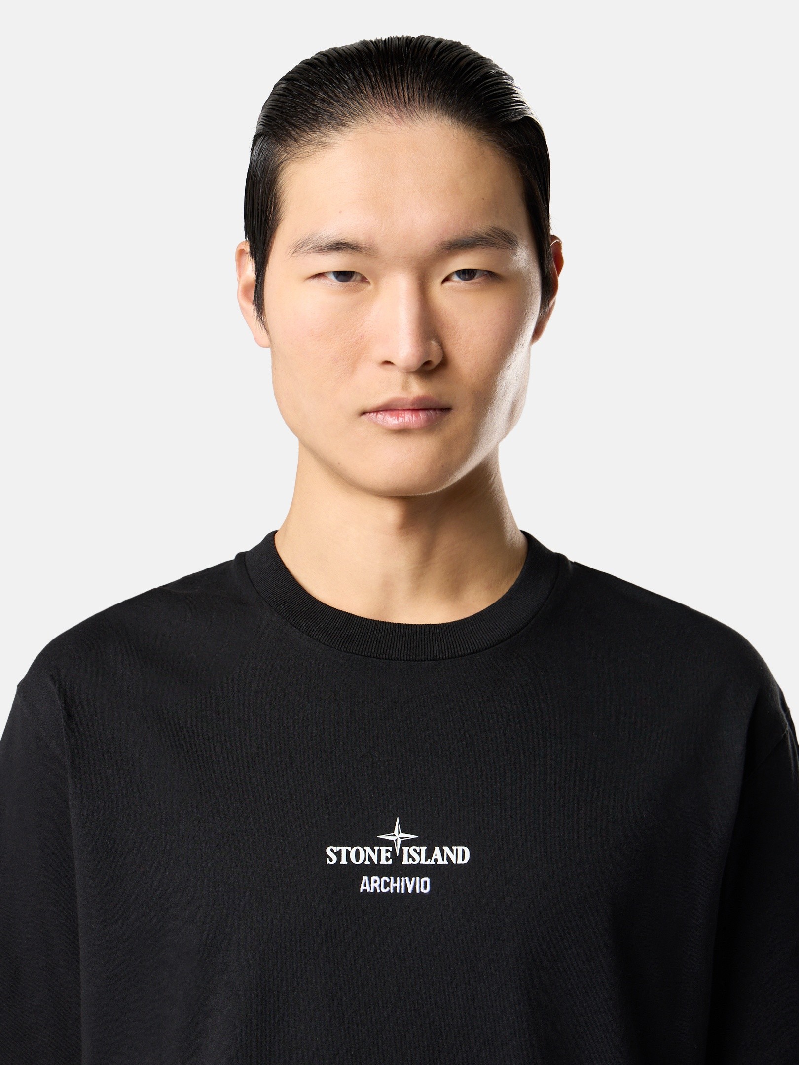 Black Regular-fit T-shirt with “ARCHIVIO” print 2100023 ORGANIC