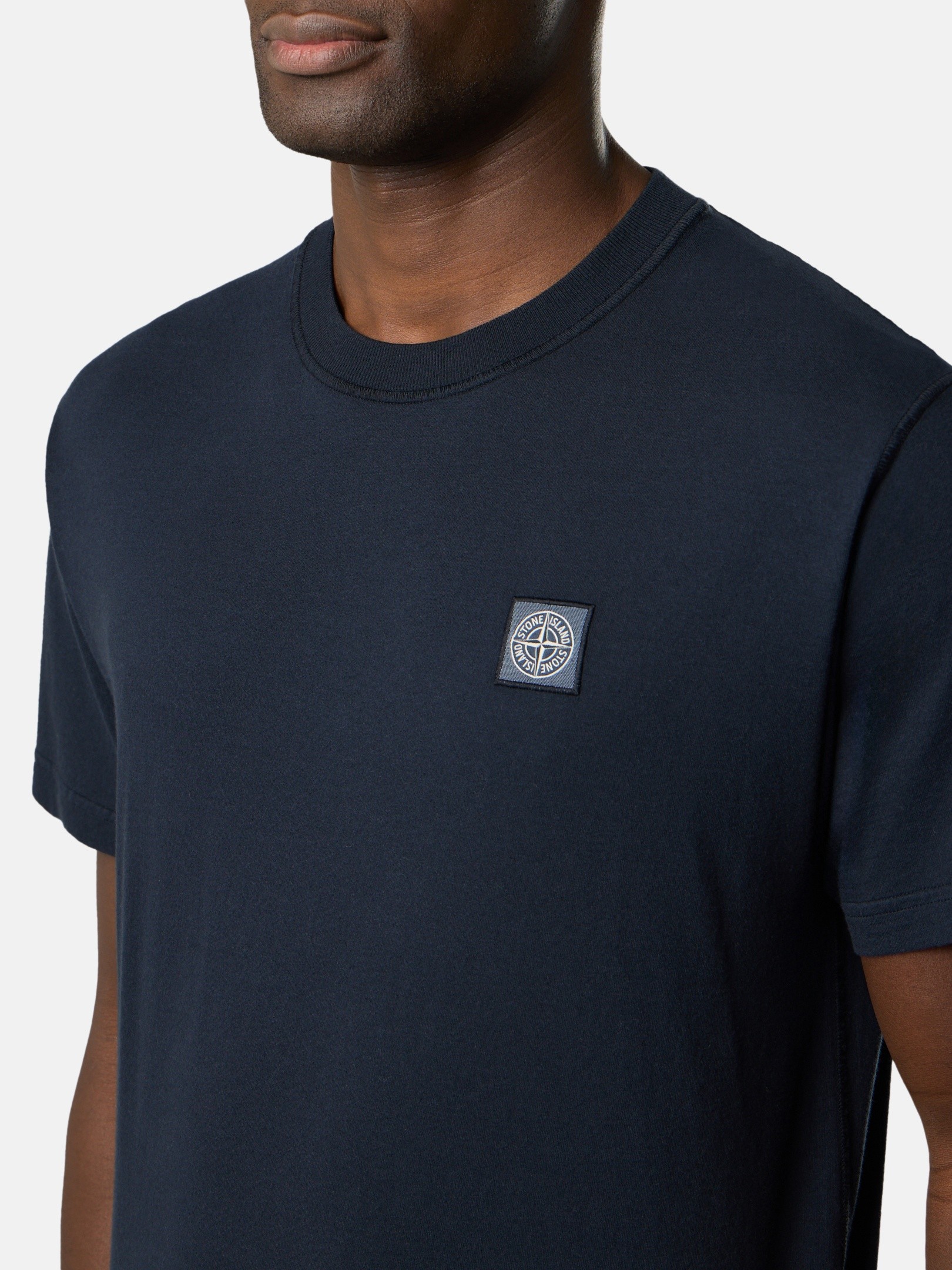 Navy Blue Slim-fit T-shirt with Compass patch 2100026 ORGANIC