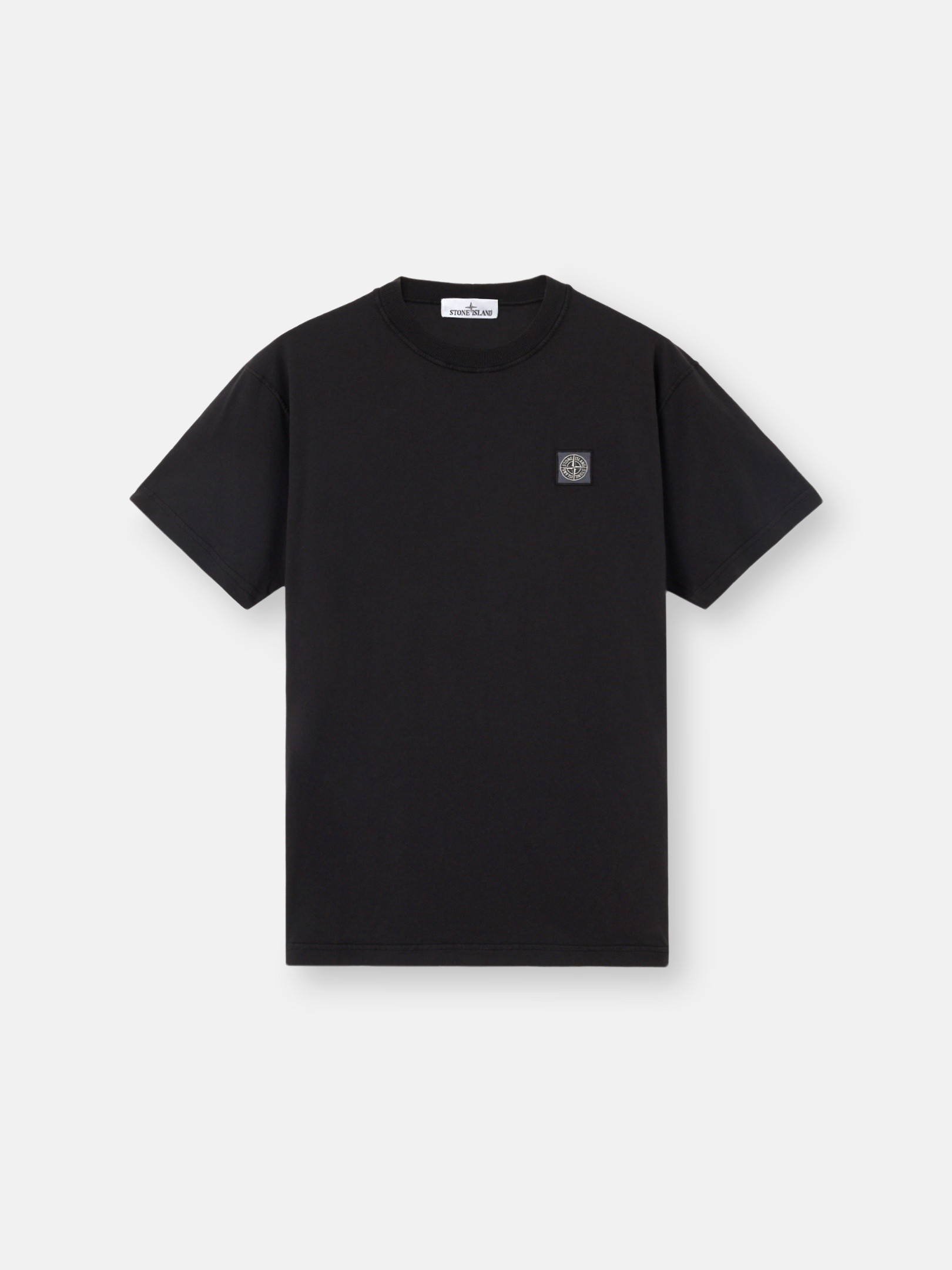 STONE  ブラックポロシャツ スリムフィット ブラック スリムフィット Tシャツ Compassパッチ 2100026 ORGANIC