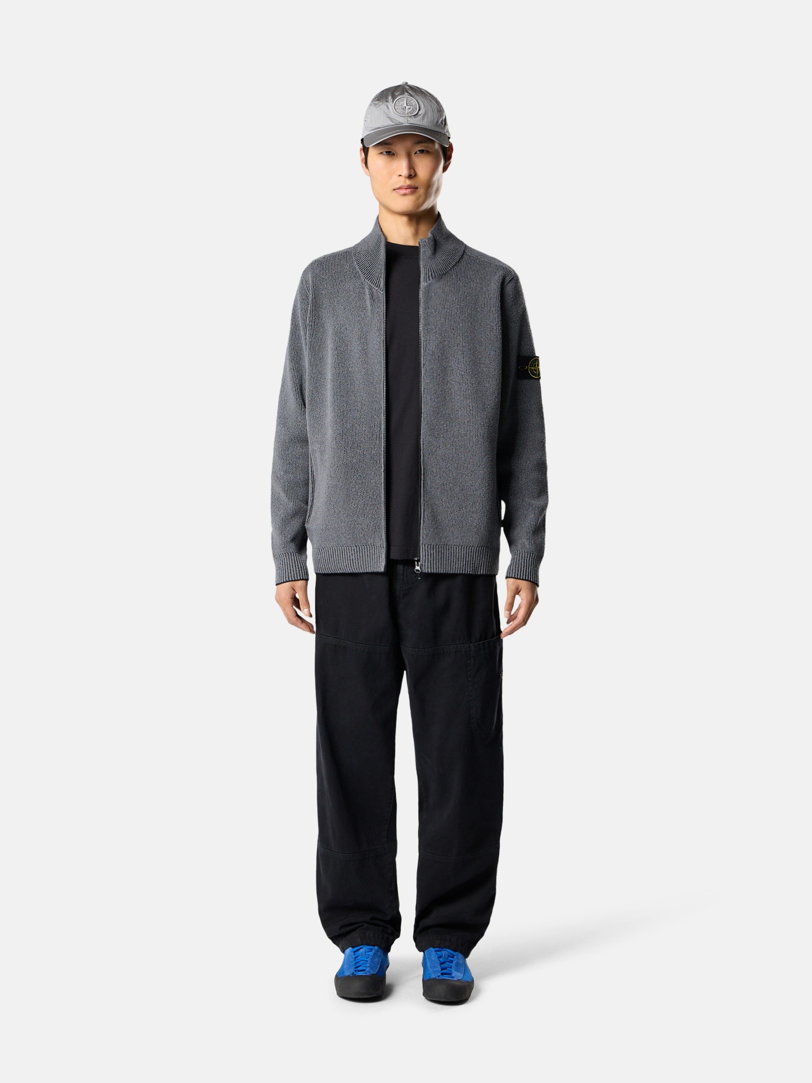 STONE  ブラックポロシャツ スリムフィット ブラック スリムフィット Tシャツ Compassパッチ 2100026 ORGANIC