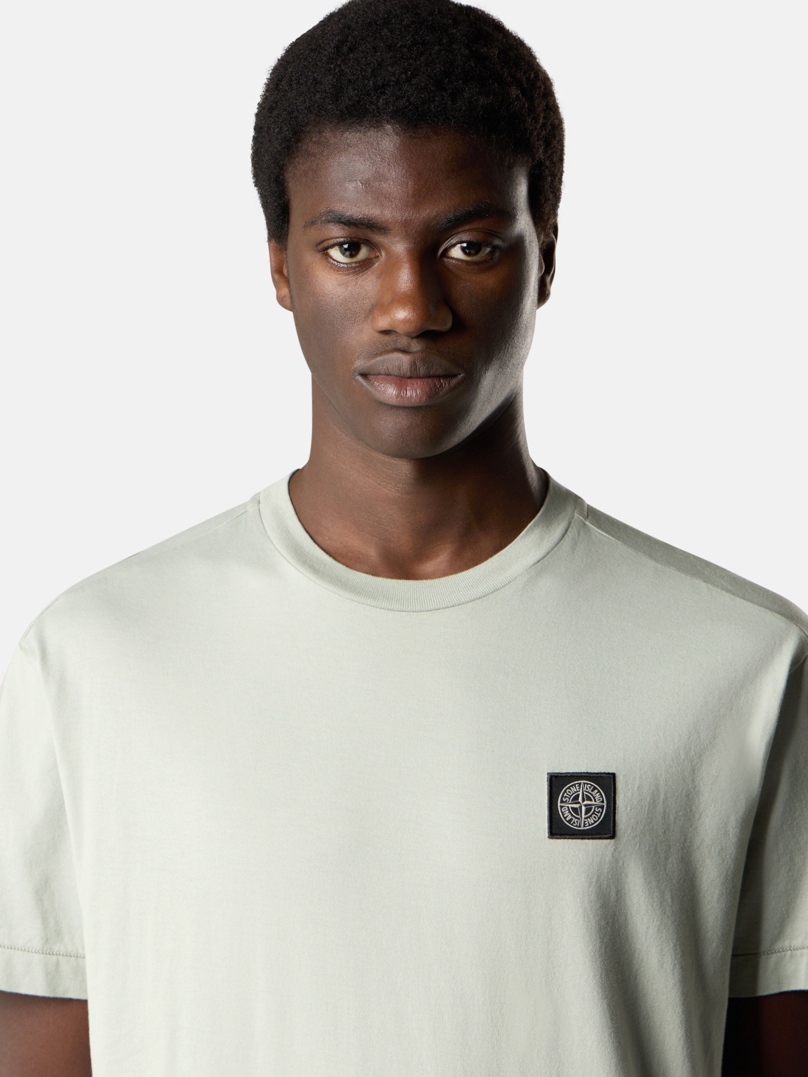 Sage Green Slim-fit T-shirt with Compass patch 2100027 60/2 COTTON