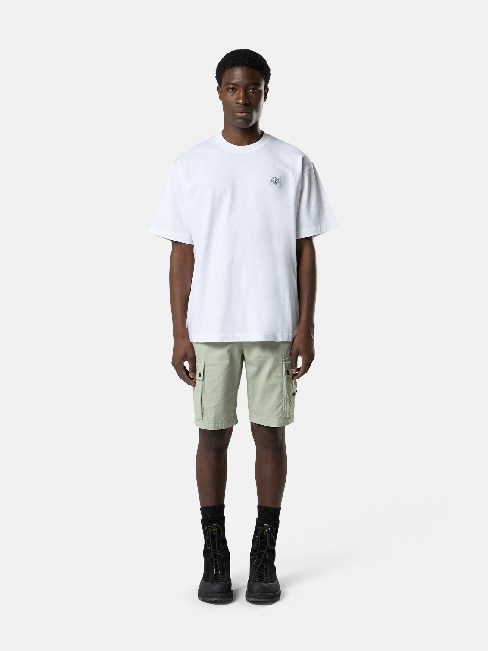 White Regular-fit T-shirt with Compass patch 2100030 COMBED