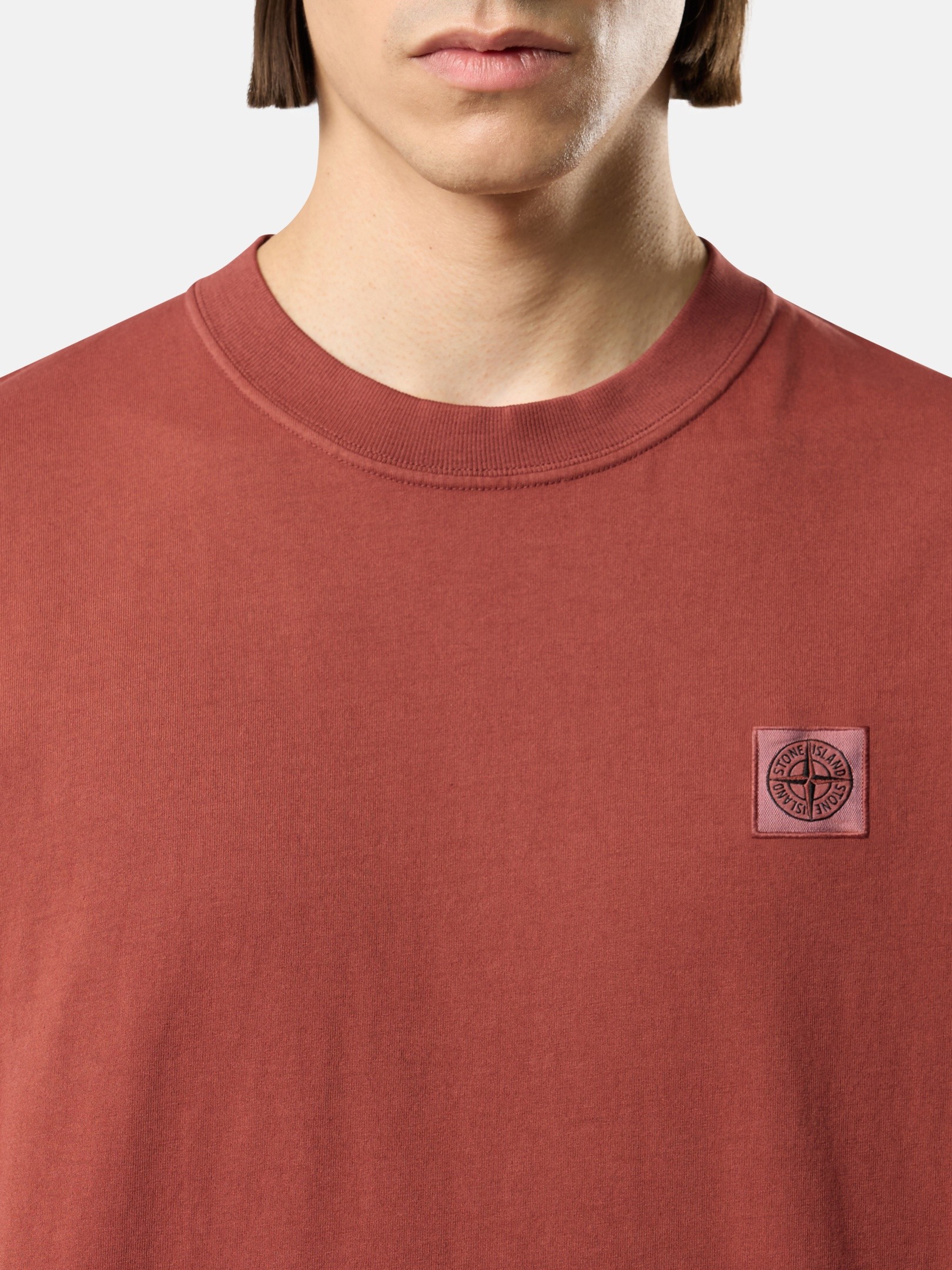 Brick Red Regular-fit T-shirt with Compass patch 2100030 COMBED