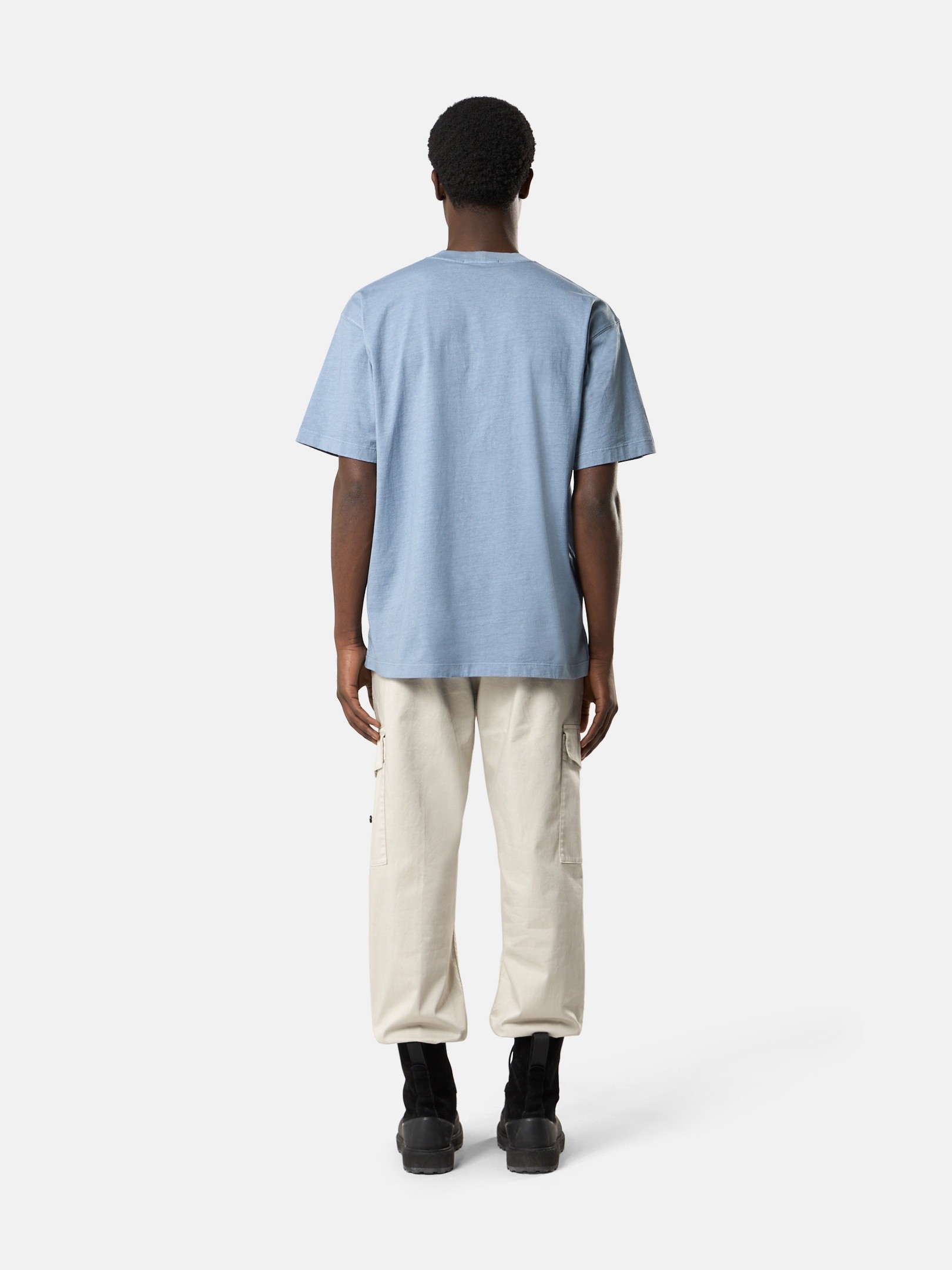 Avio Blue Regular-fit T-shirt with Compass patch 2100030 COMBED