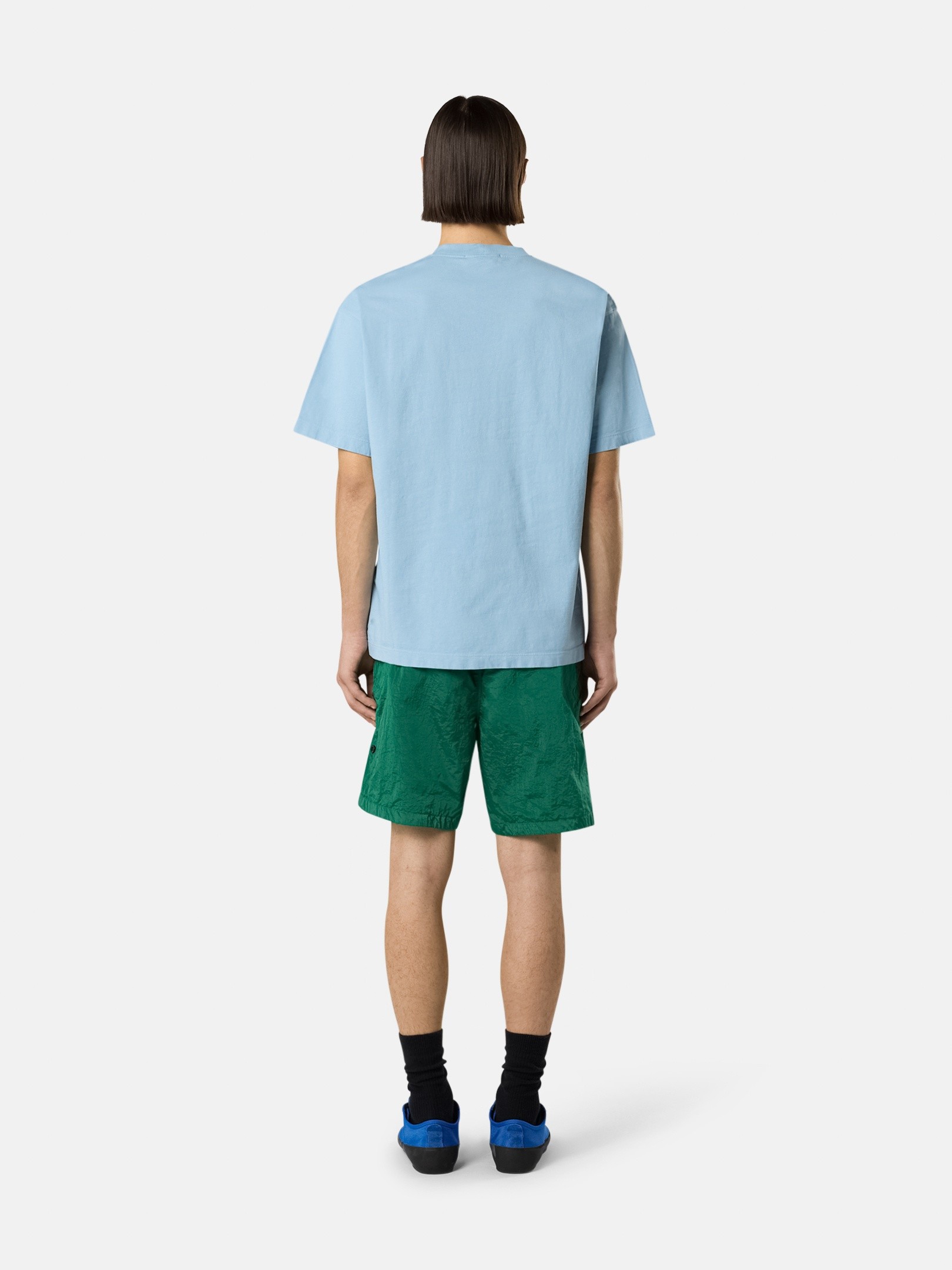 Dust Blue Regular-fit T-shirt with Compass patch 2100030 COMBED