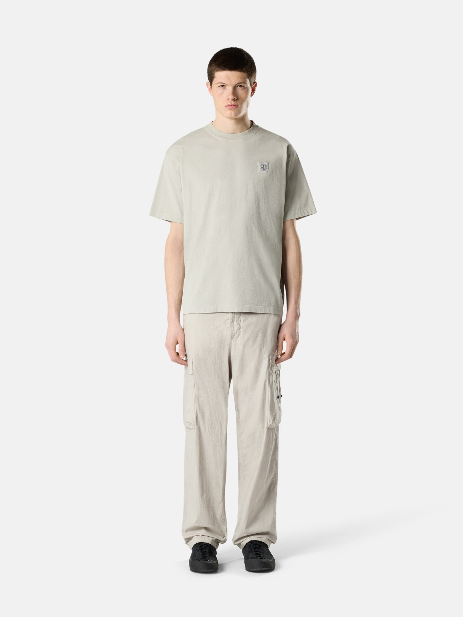 Pearl Grey Regular-fit T-shirt with Compass patch 2100030 COMBED